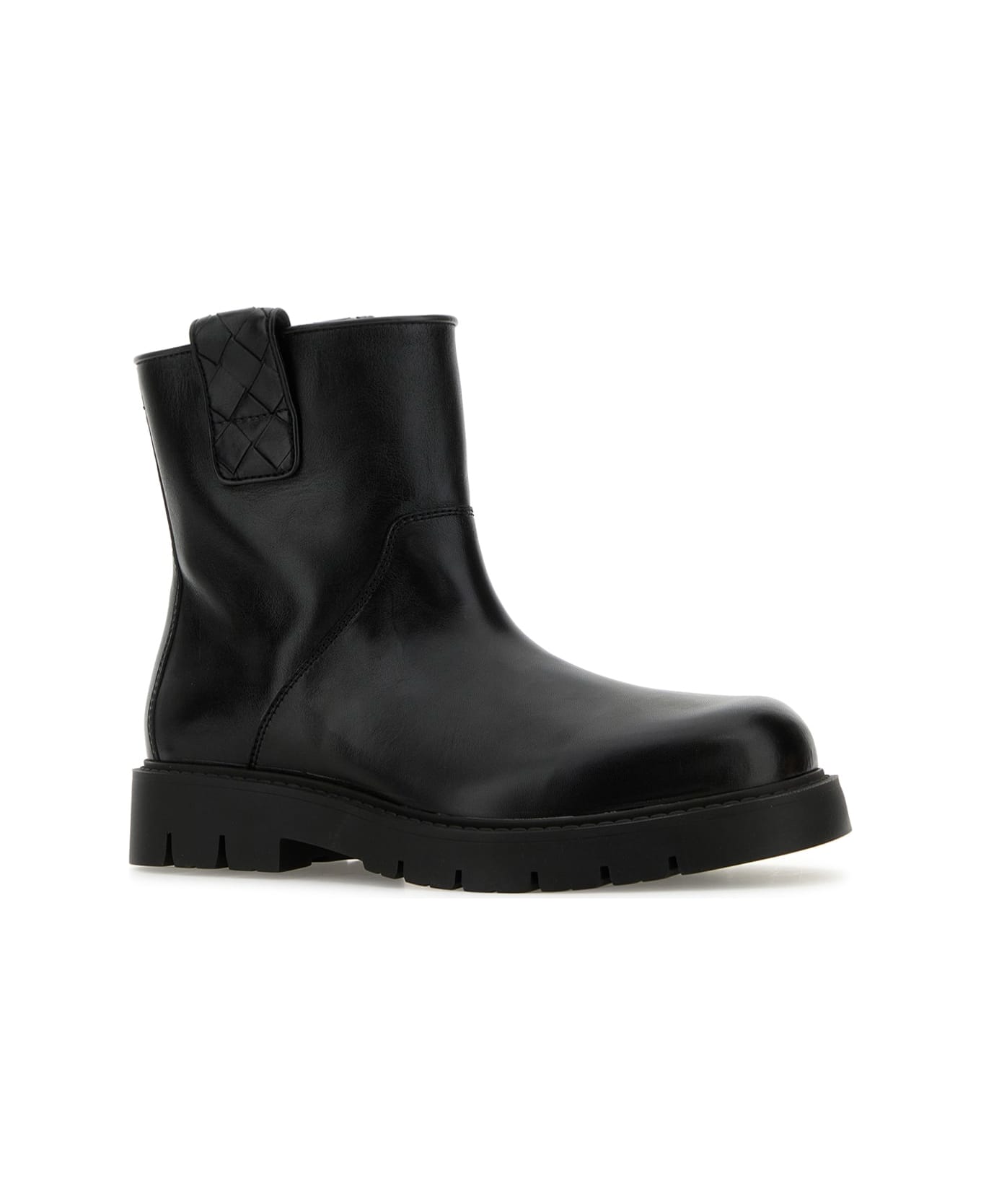 Bottega Veneta Black Leather Haddock Ankle Boots - Black