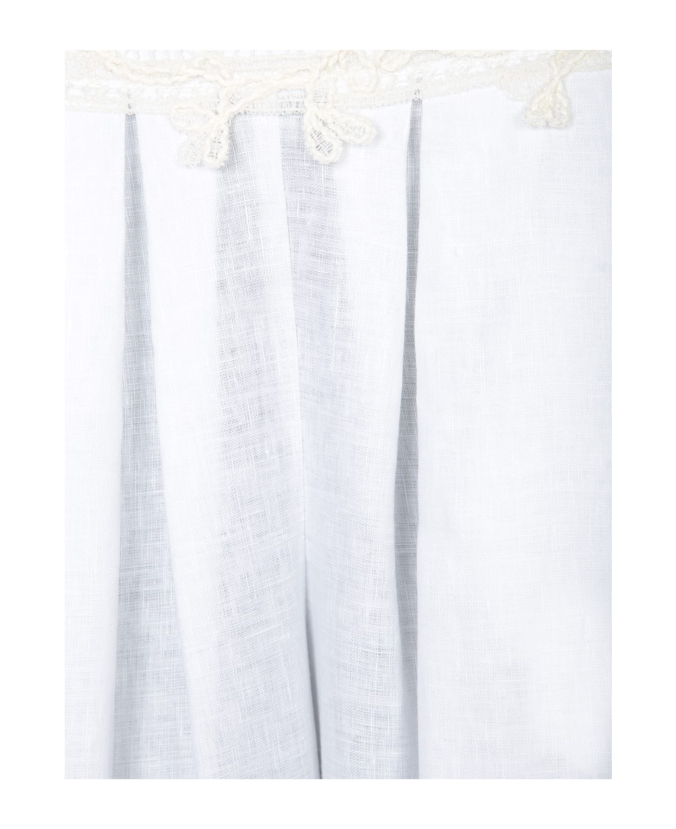 Ermanno Scervino White Lace Linen Cargo Pants - White