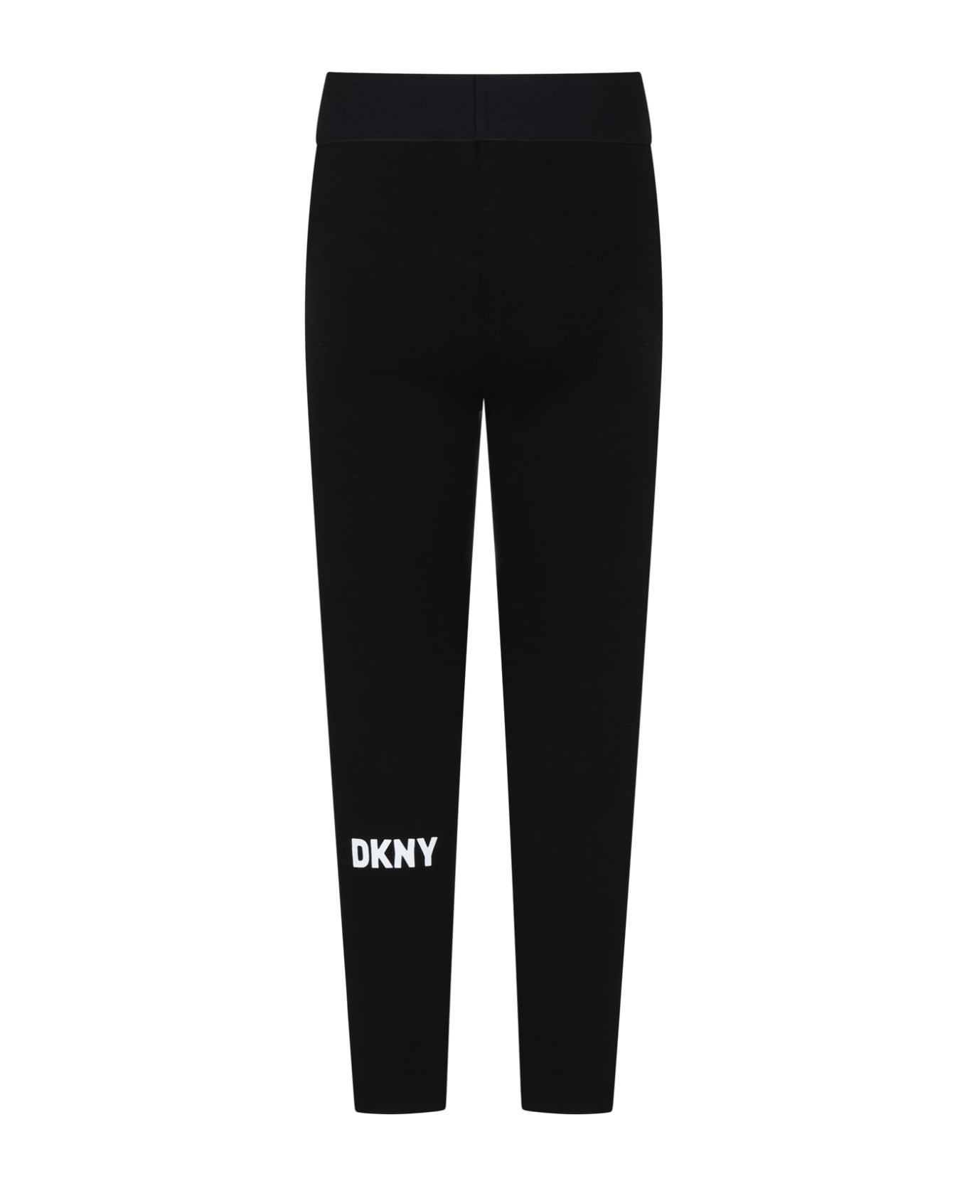 DKNY Black Leggings For Girl With Logo - Black ボトムス