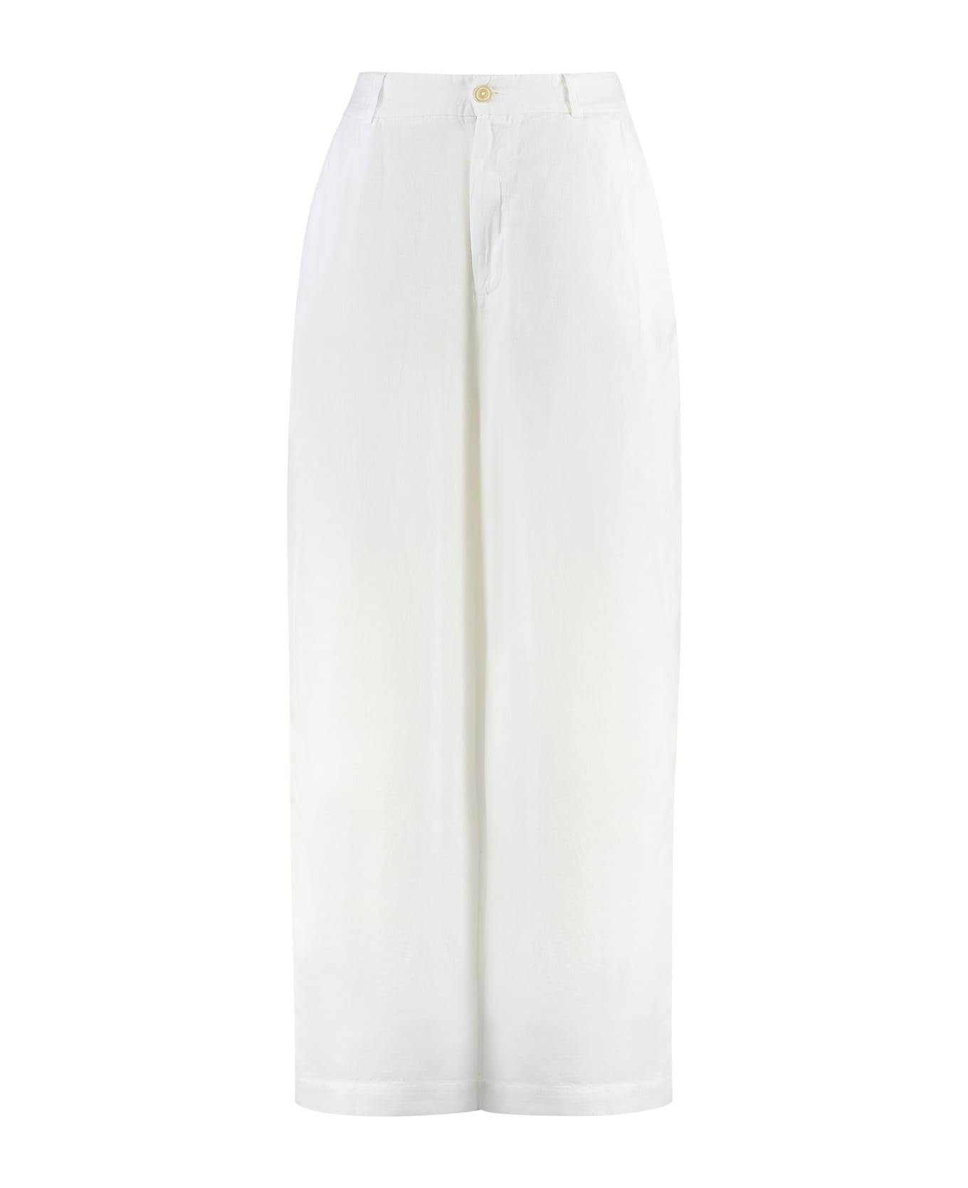 120% Lino Linen Wide Leg Trousers - White