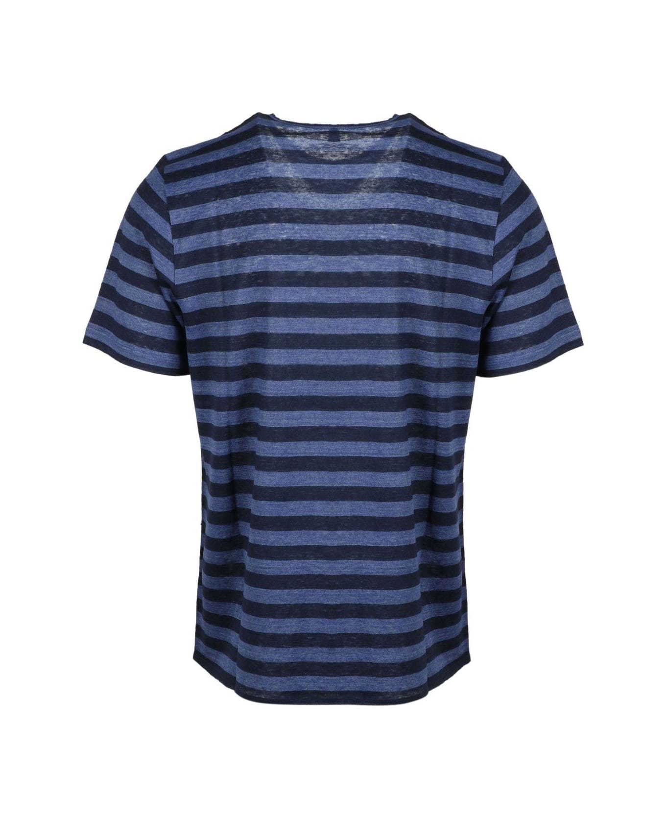 Saint Laurent Striped Monogram T-shirt - BLUE