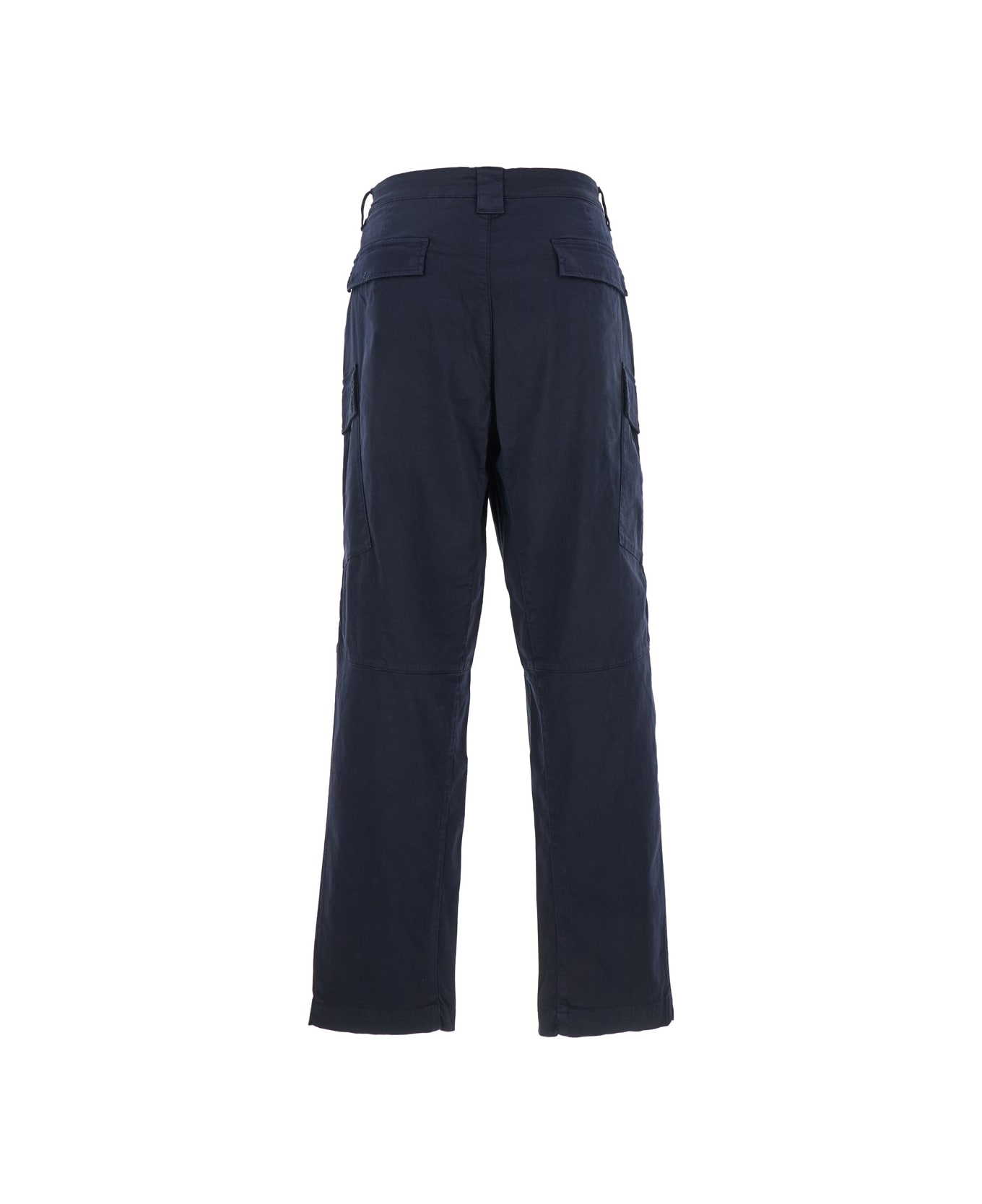 C.P. Company Blue Pants With Cargo Pockets And Lens Motif On The Leg In Cotton Man - Blu