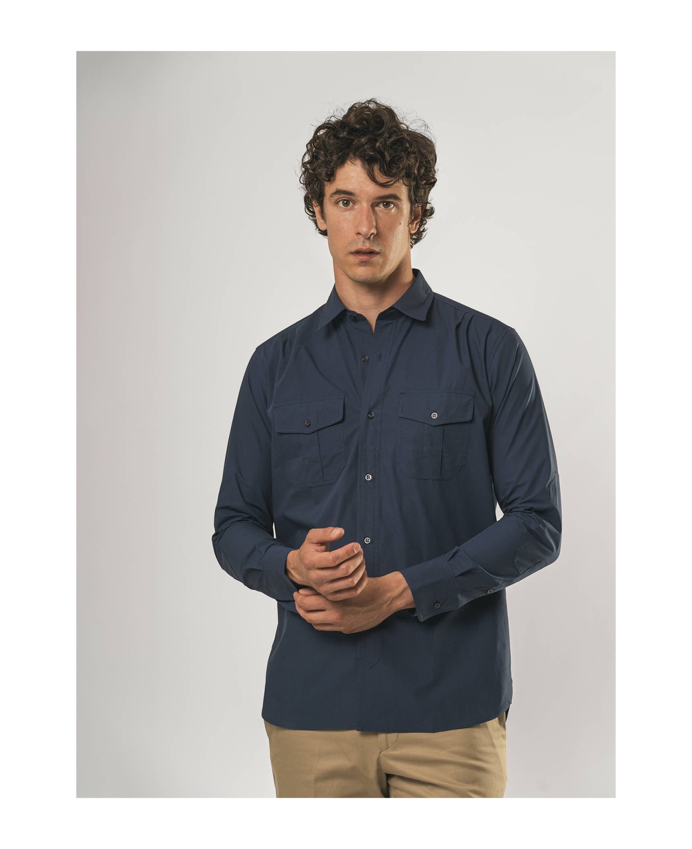 Larusmiani Military Cotton Shirt Shirt - Blue