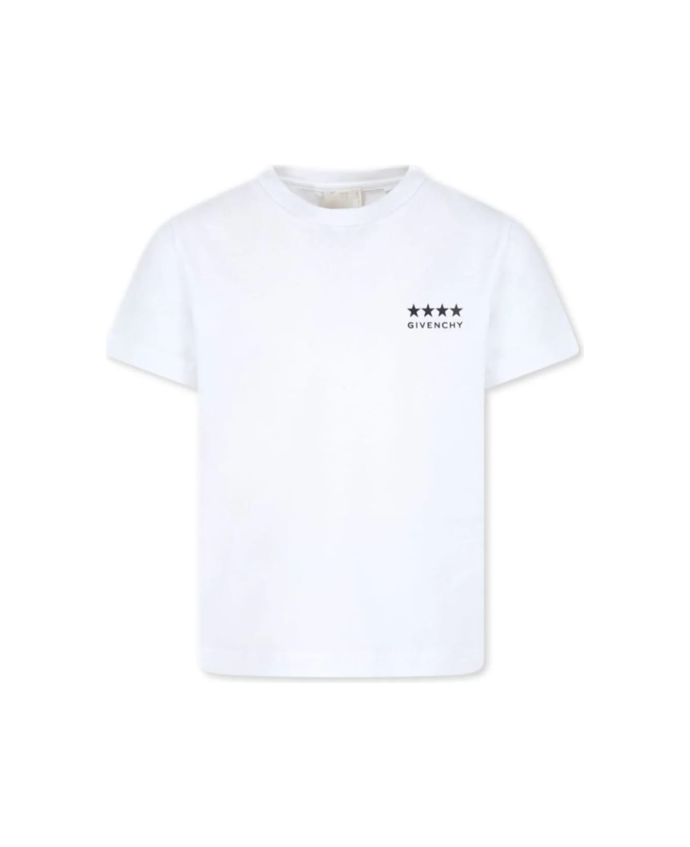 Givenchy White Crewneck T-shirt With 4g Logo Print In Cotton Boy - White