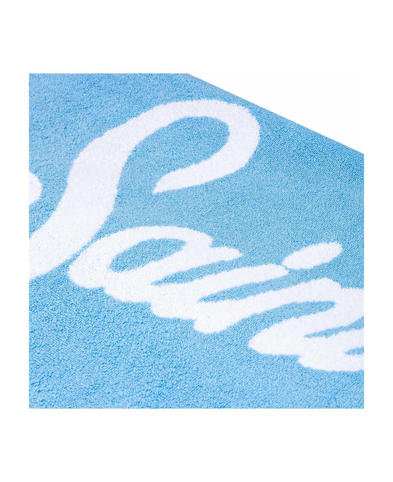MC2 Saint Barth Soft Terry Beach Towel With Light Blue Frame - WHITE