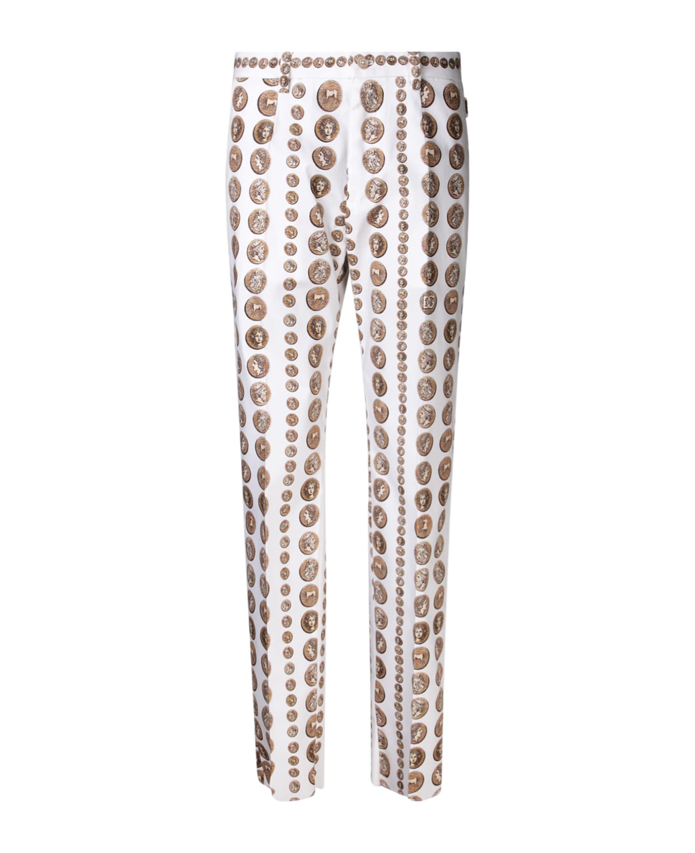 Dolce & Gabbana Coins Print Stretch Drill Trousers - White