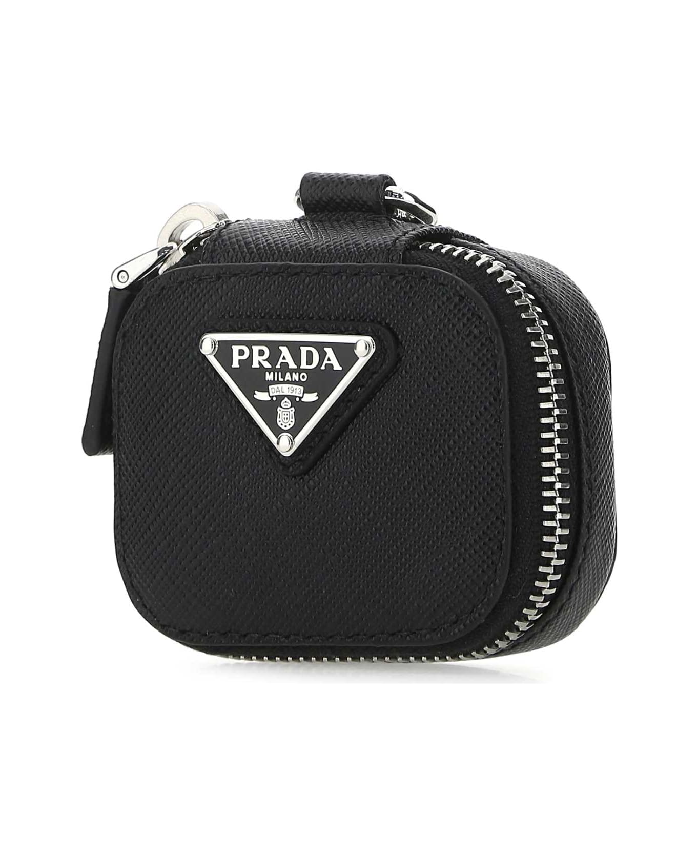 Prada Black Leather Air Pods Case - F0002 デジタルアクセサリー