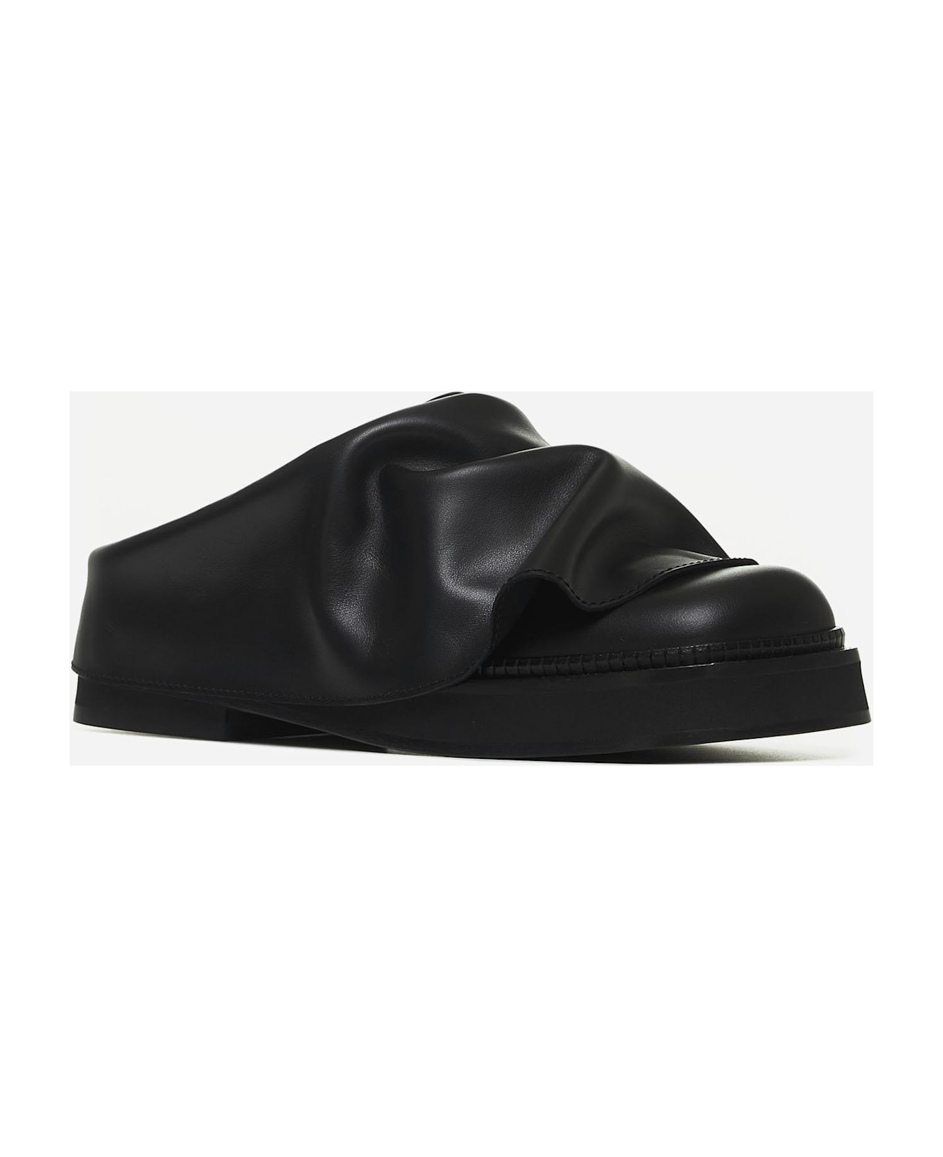 The Attico Black Leather Mini Robin Sabot - Black