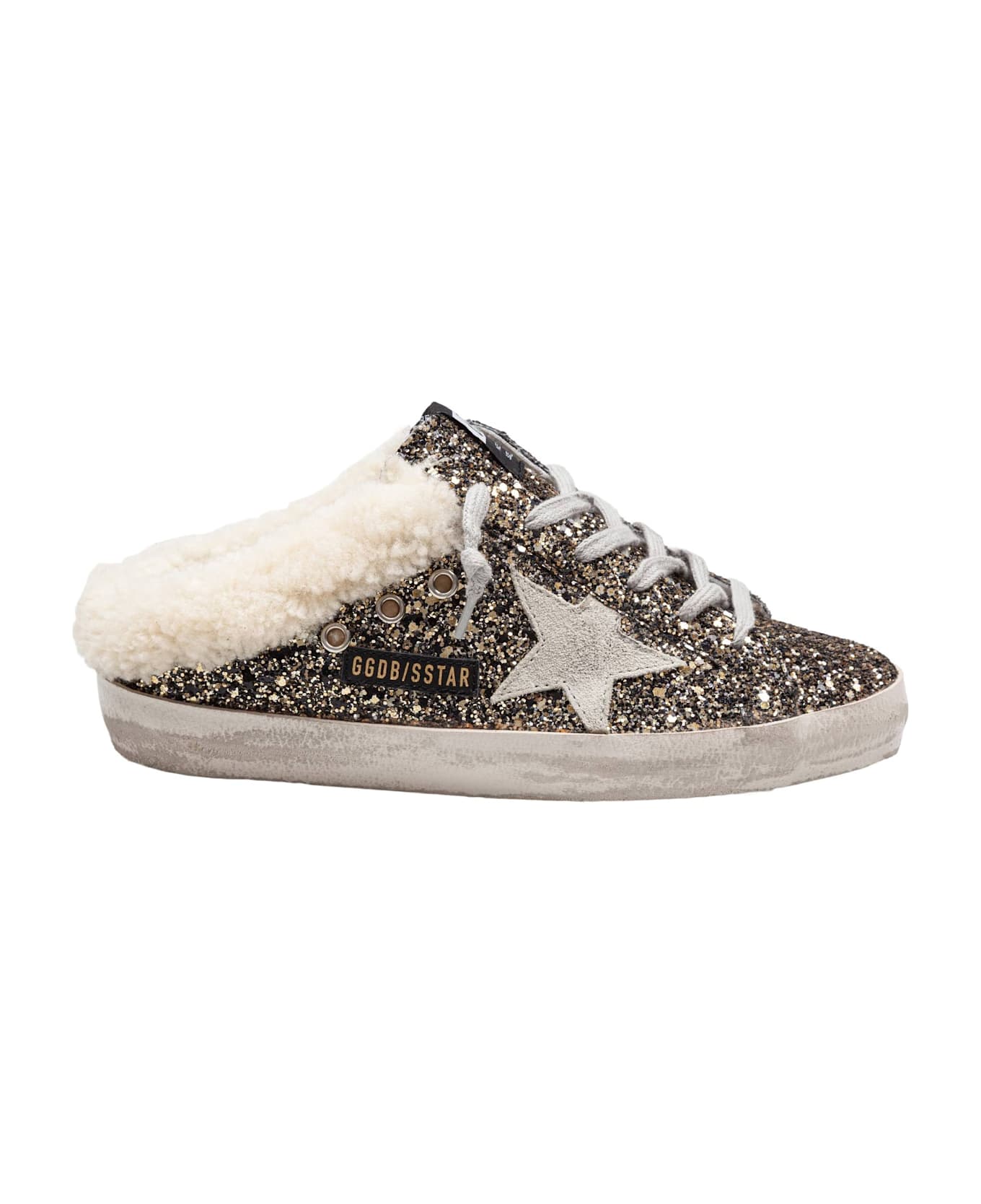 Golden Goose Sneakers Super Star In Glitter Color Black/gold - Black gold/Beige/Ice