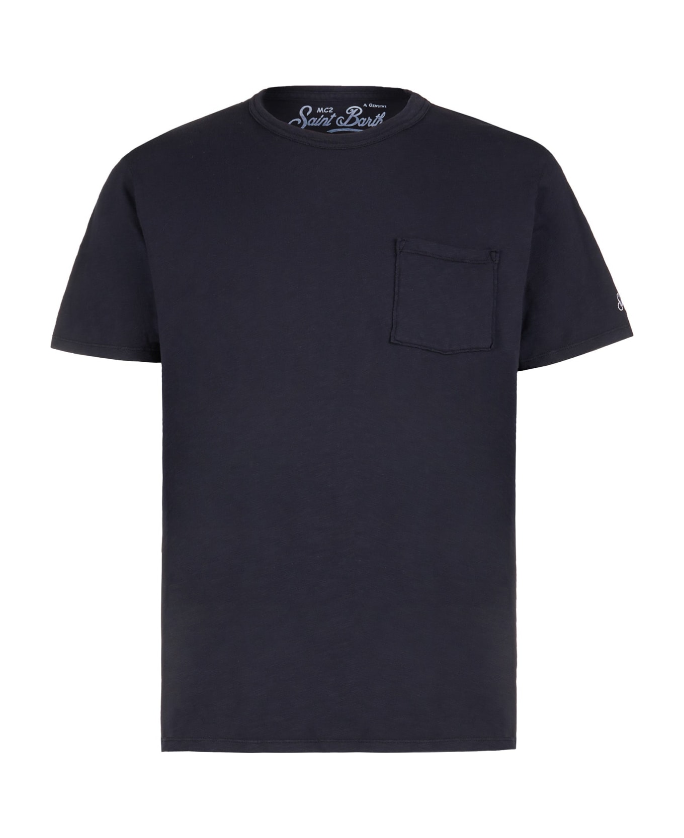 MC2 Saint Barth Man Blue Navy T-shirt With Front Pocket - BLUE