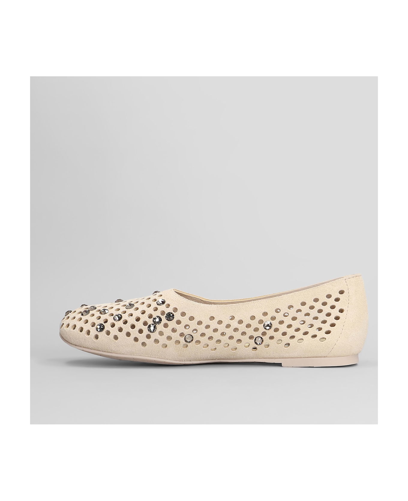 Pedro Garcia Ariane Ballet Flats In Beige Suede - beige