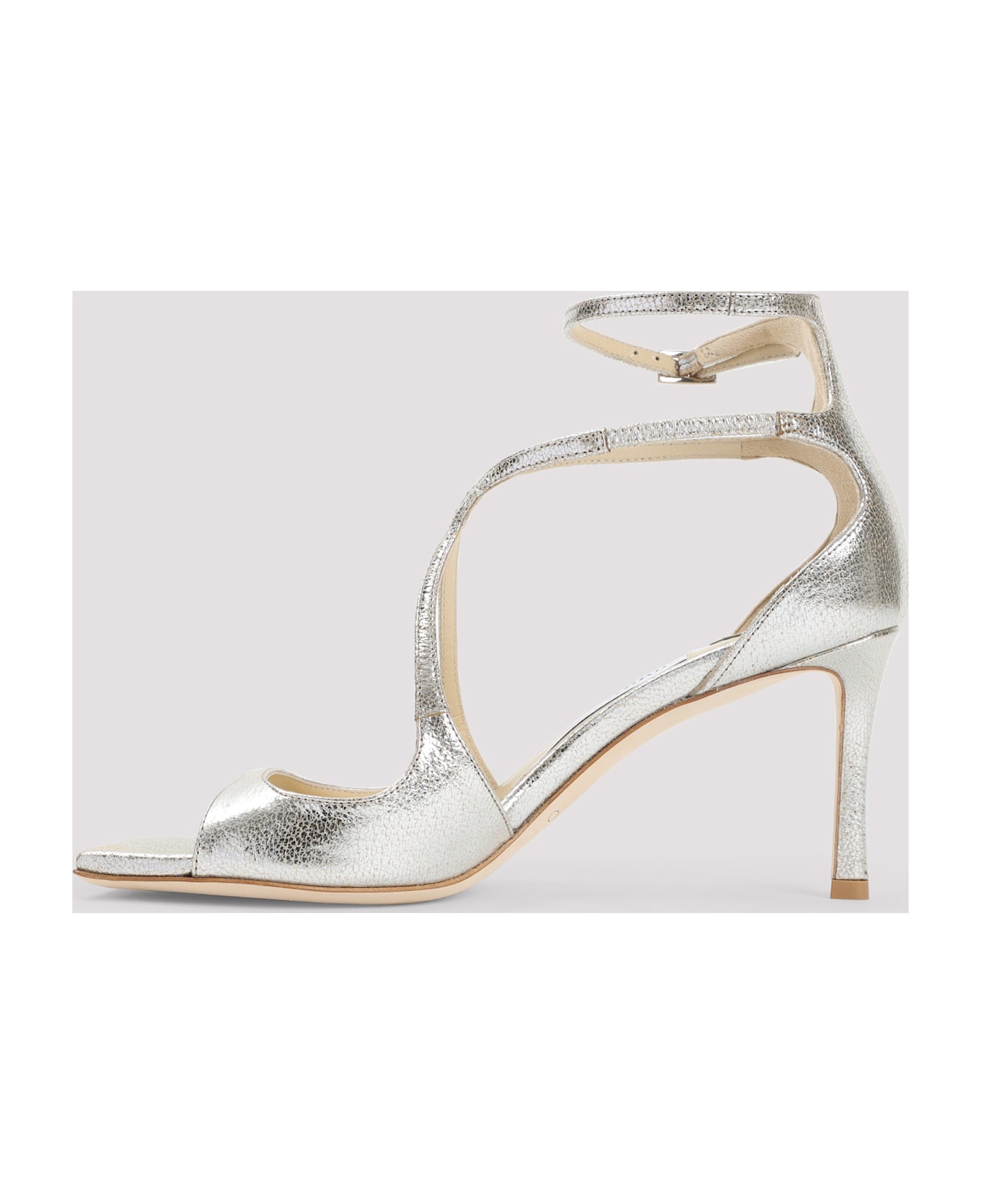 Jimmy Choo Glitter Azia 75 Leather Sandals - Champagne