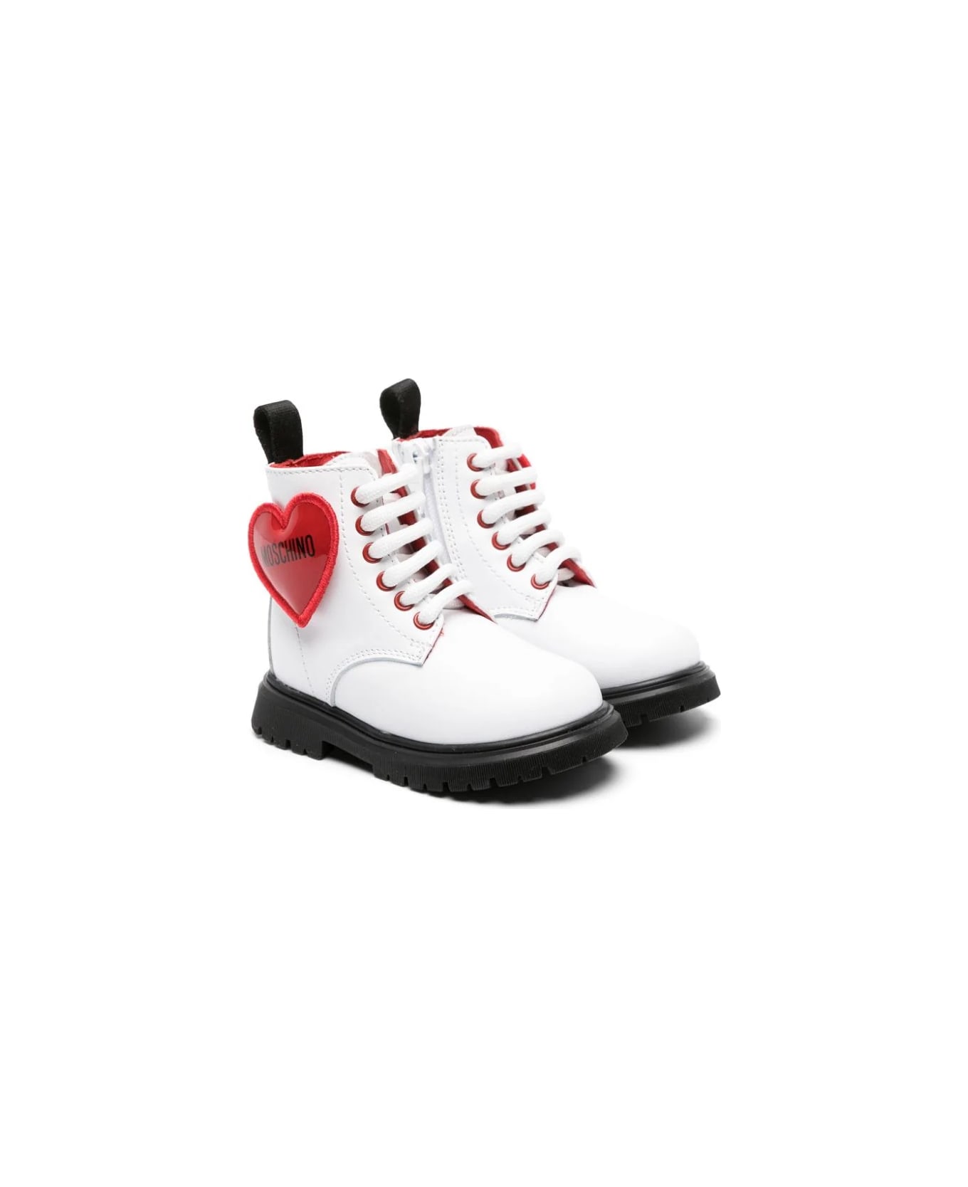 Moschino Ankle Boots With Heart Logo - White