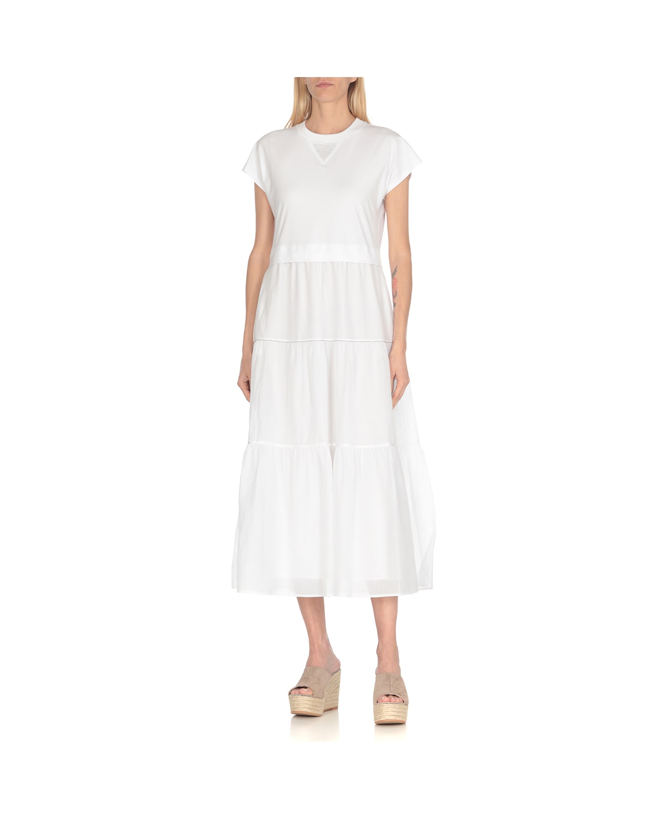 Peserico Cotton Midi Dress - White ワンピース＆ドレス