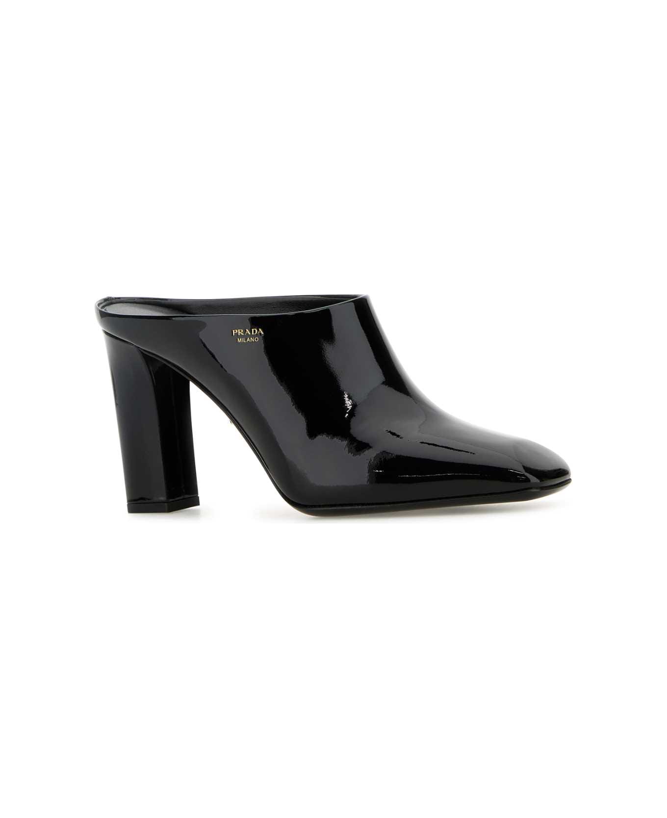 Prada Black Leather Mules - NERO