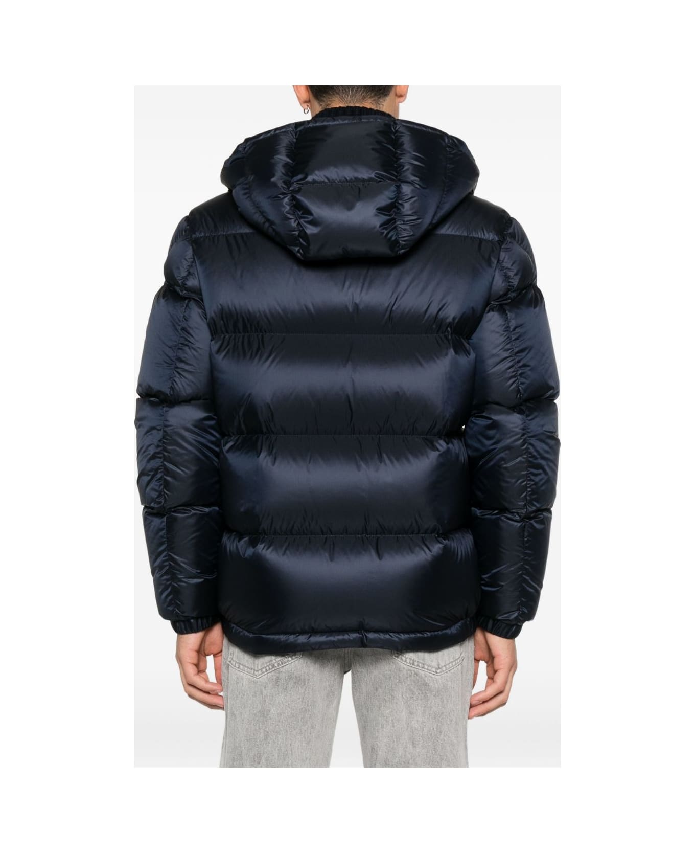 Moncler Zip-up Coat With Hood - Blue