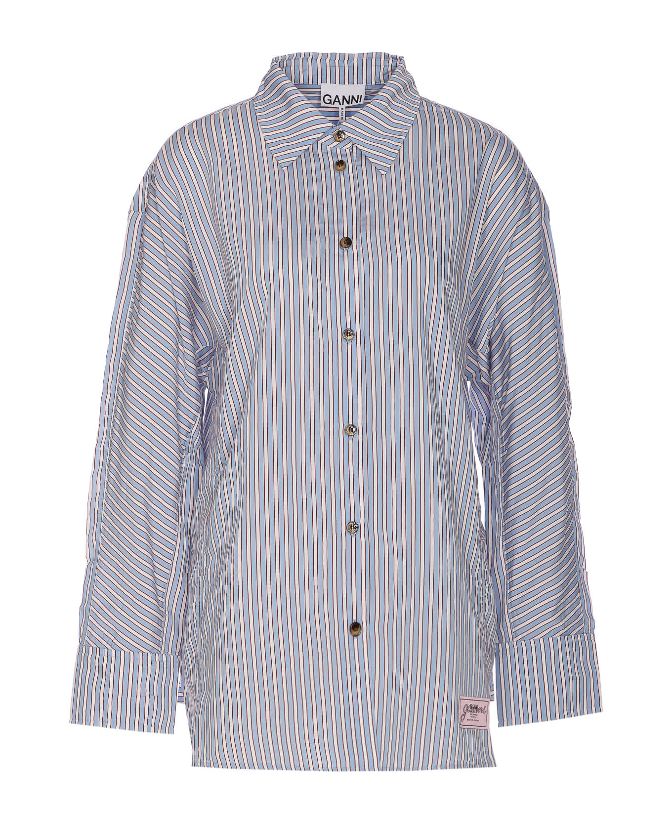 Ganni Striped Yarn Dyed Shirt - Blue