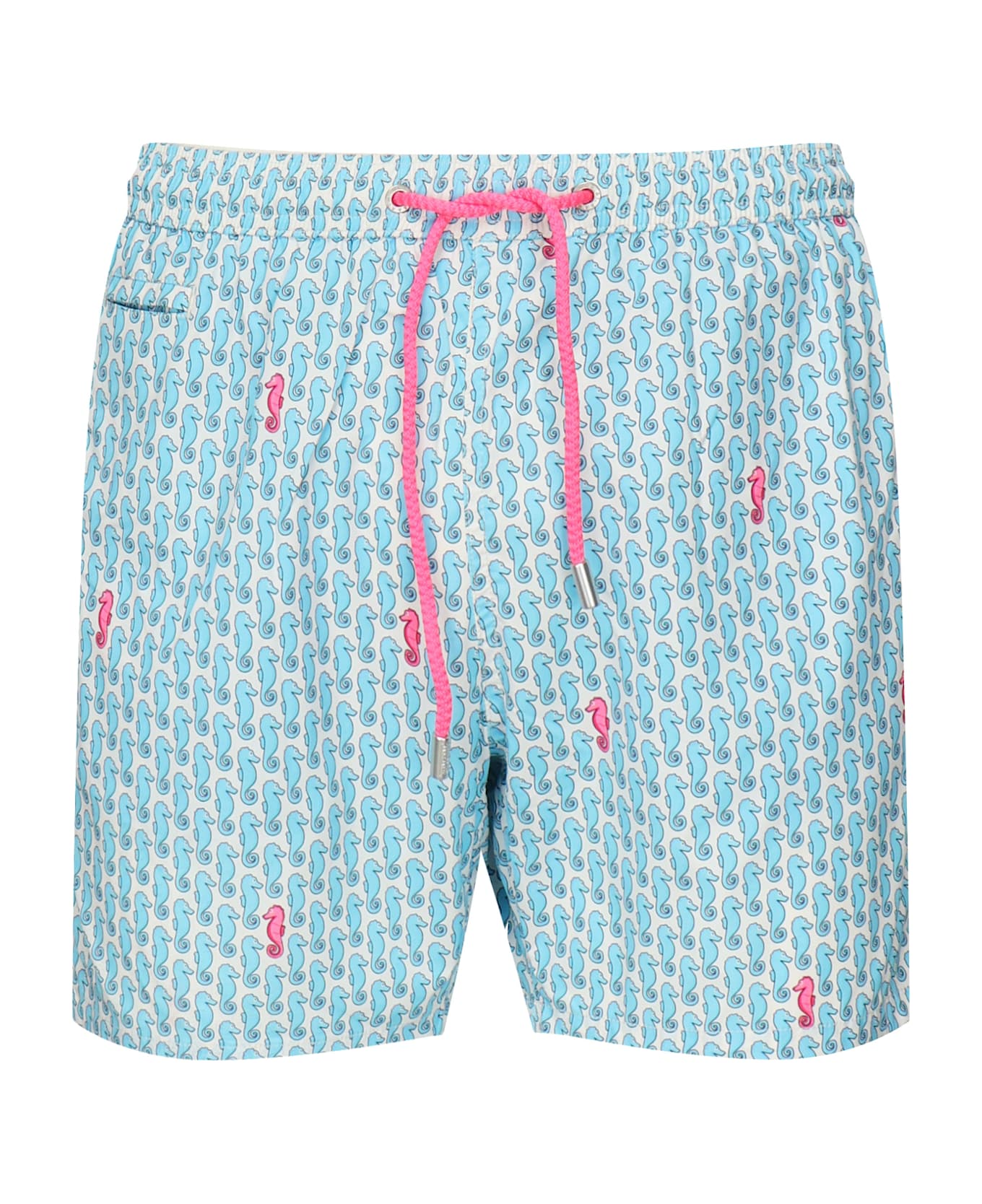 MC2 Saint Barth Printed Swimsuit - LIGHT BLUE/FUCHSIA