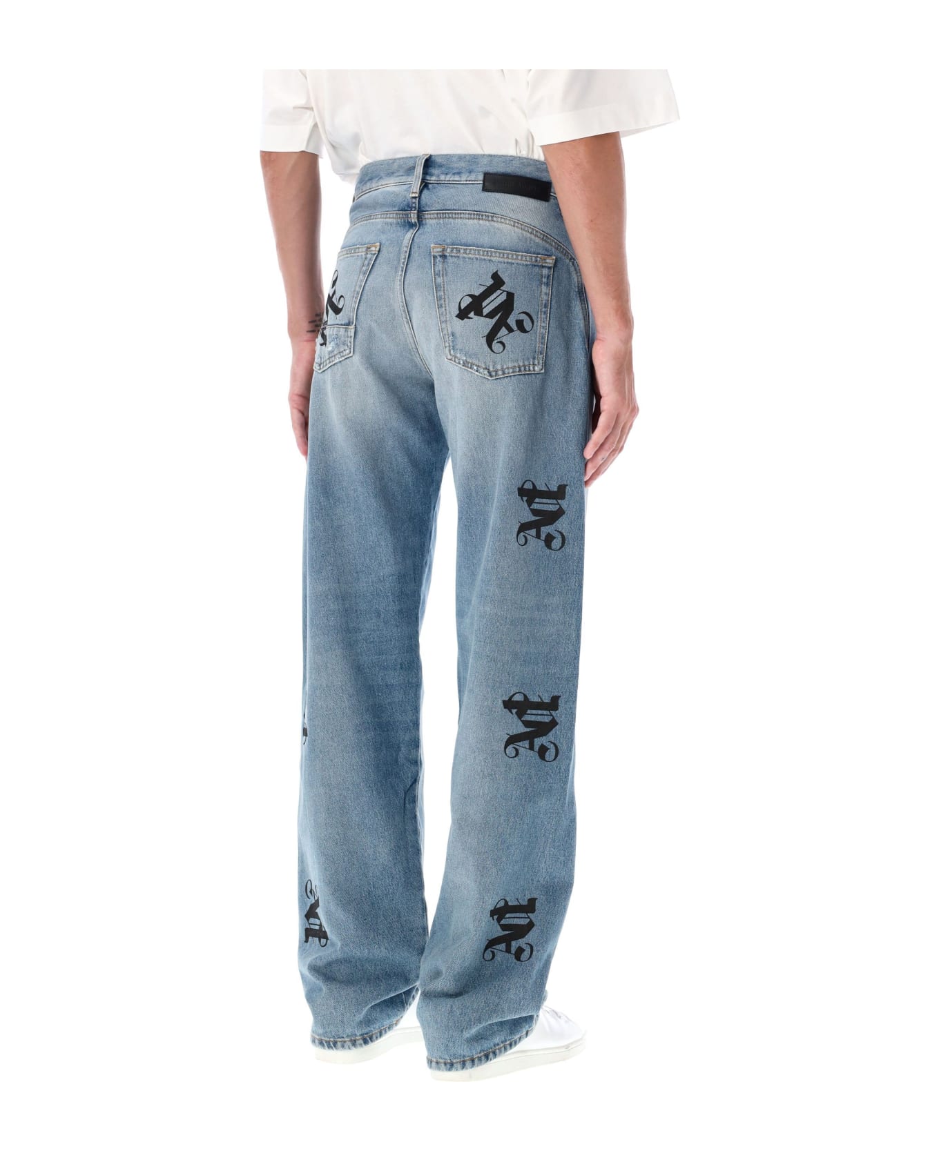 Palm Angels Monogram Loose Denim Pant - LIGHT BLUE