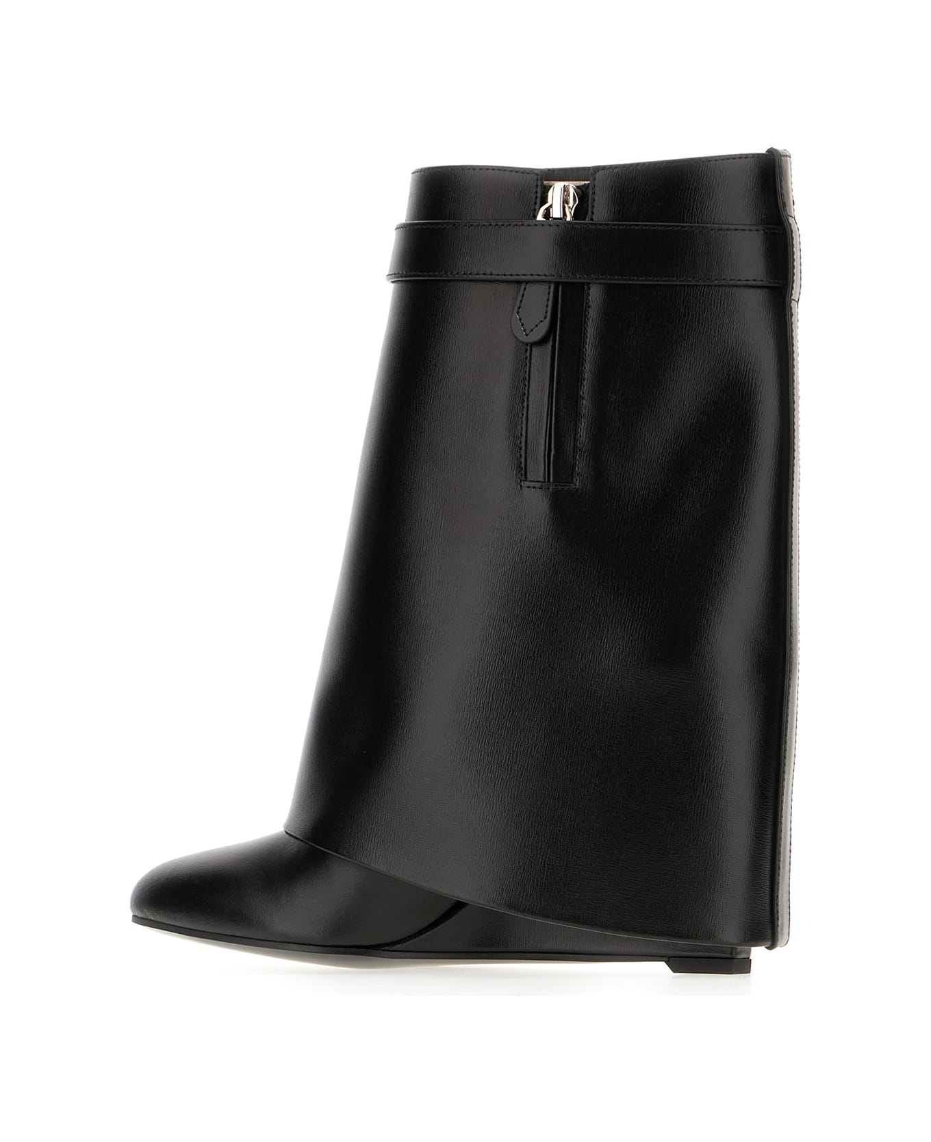 Givenchy Black Leather Shark Lock Ankle Boots - BLACK
