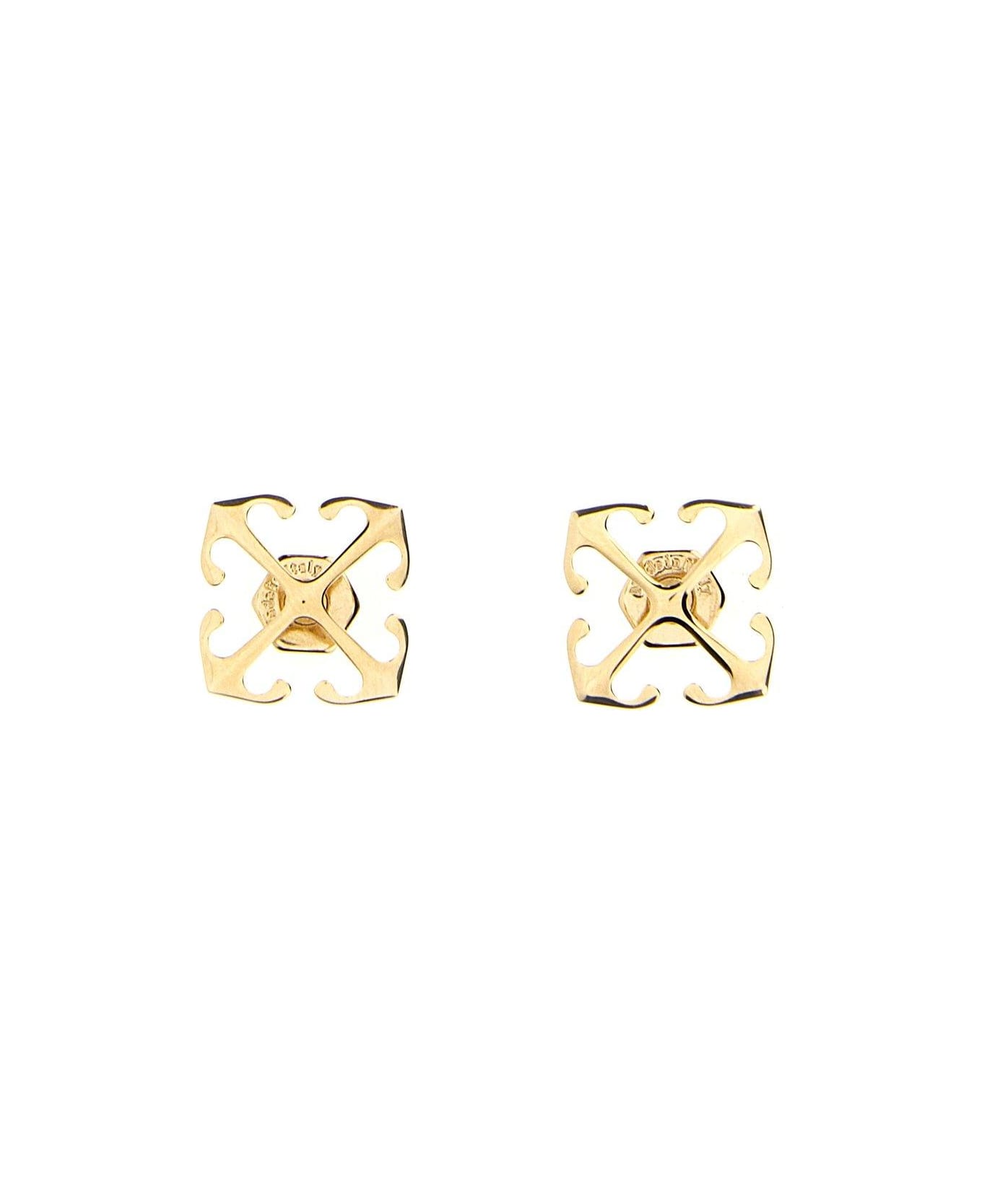 Off-White Logo Engraved Earrings - Gold