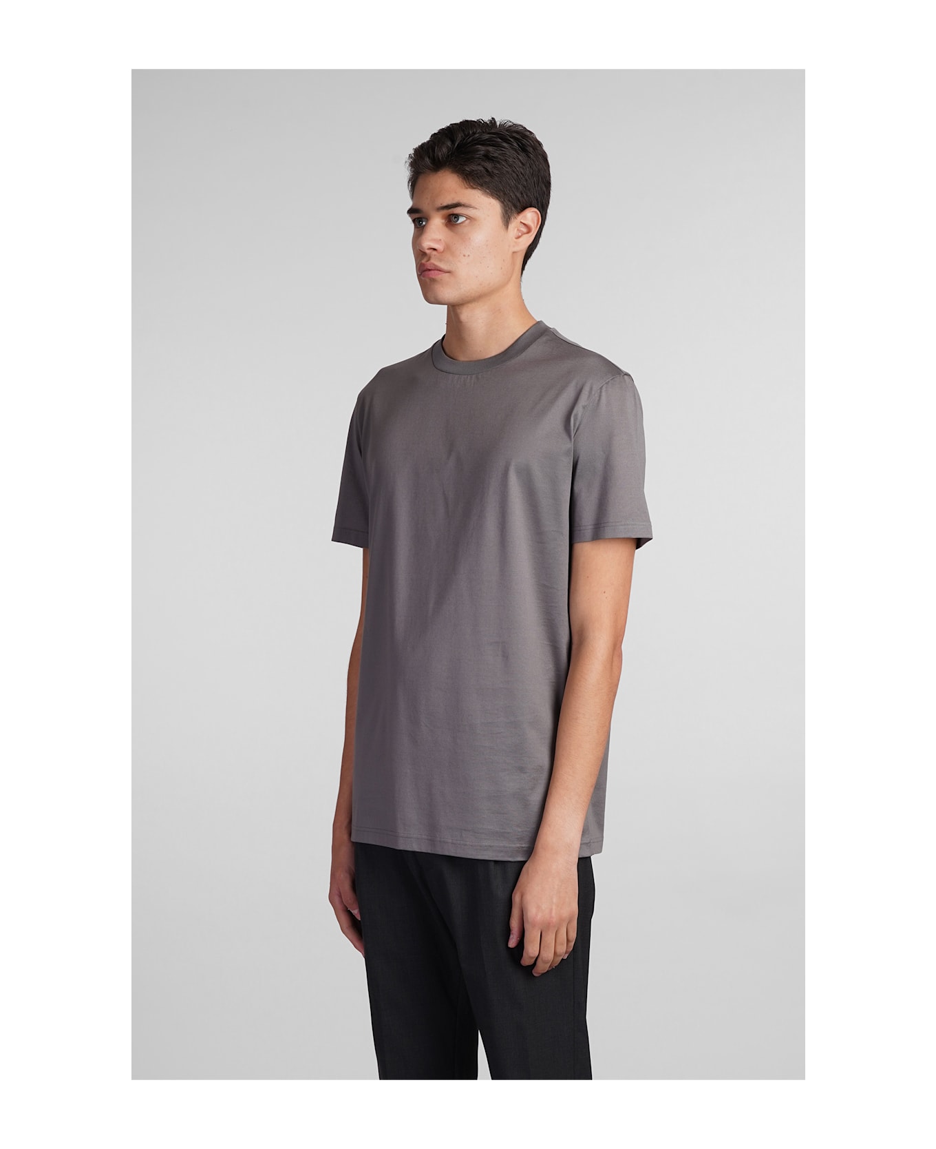 Low Brand B213 Basic T-shirt In Grey Cotton - grey