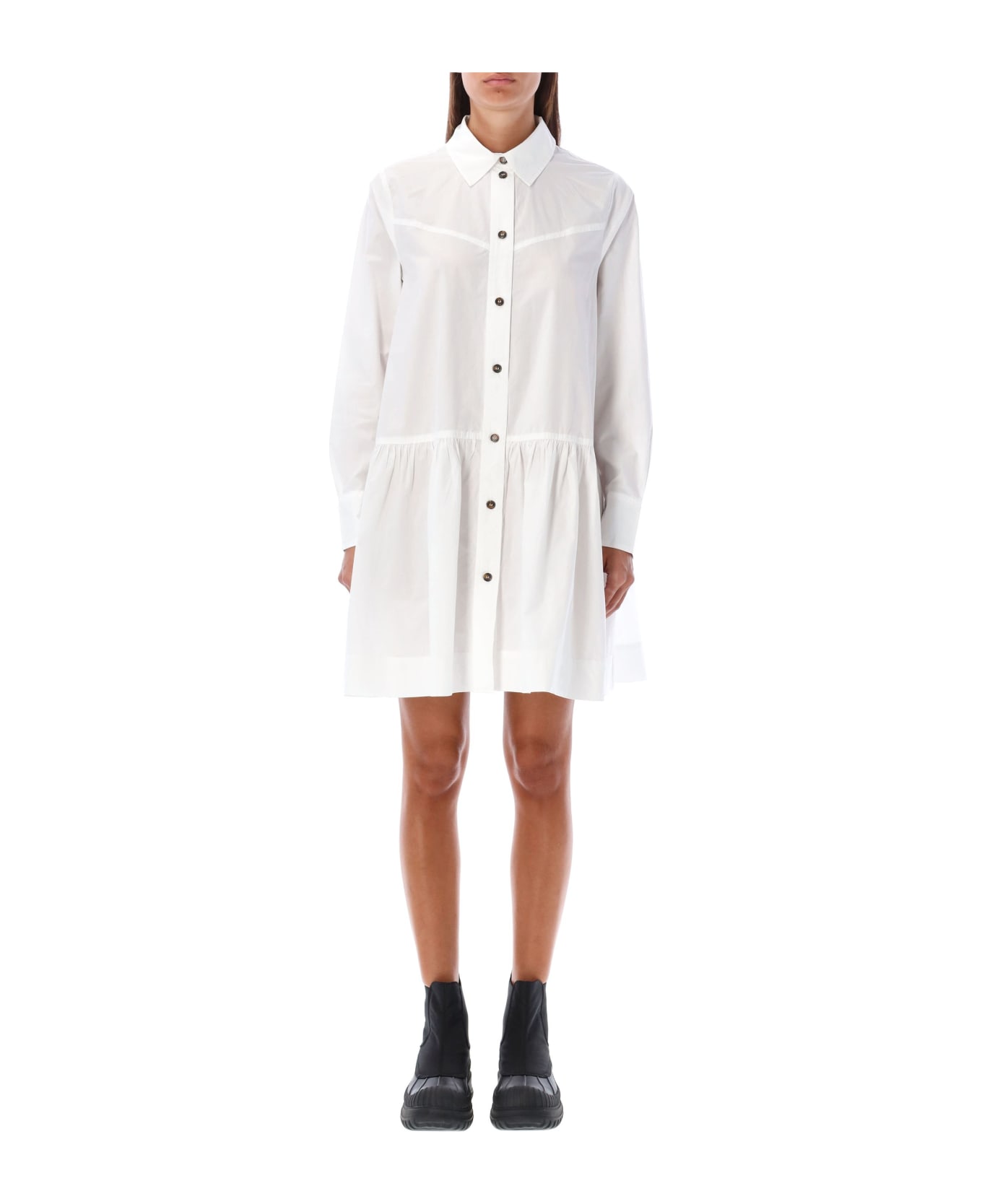 Ganni Shirt Dress - WHITE