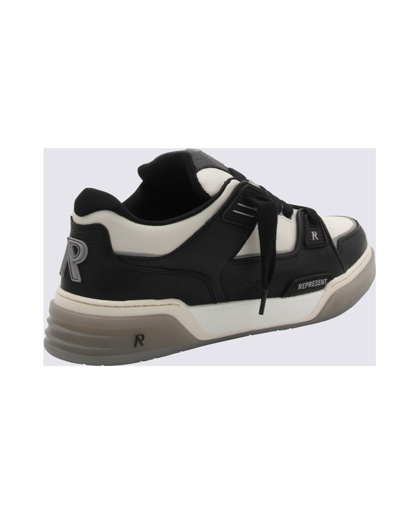 REPRESENT White And Black Leather Sneakers - Black