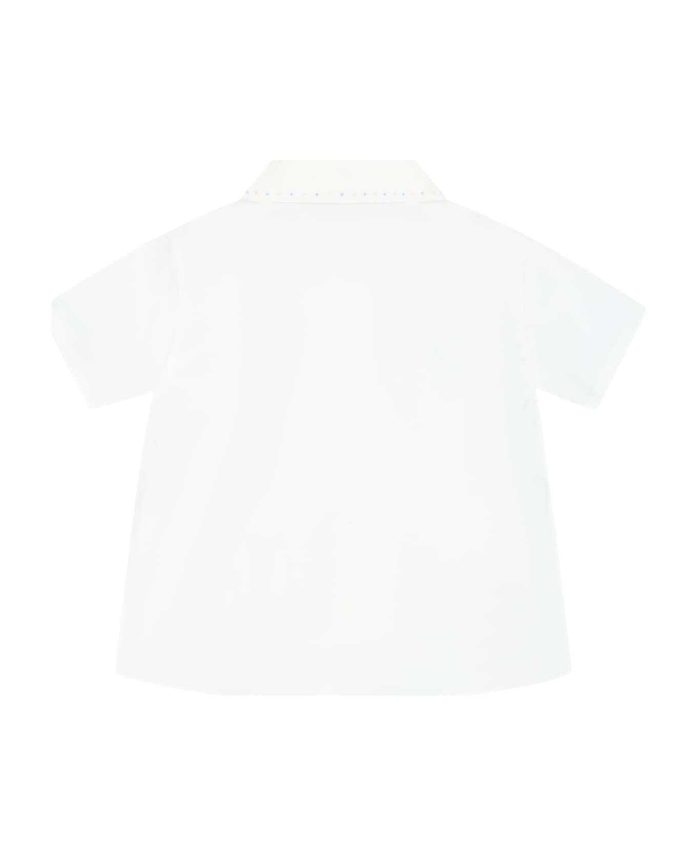 Gucci White Shirt For Baby Boy With Polka Dots - Ivory