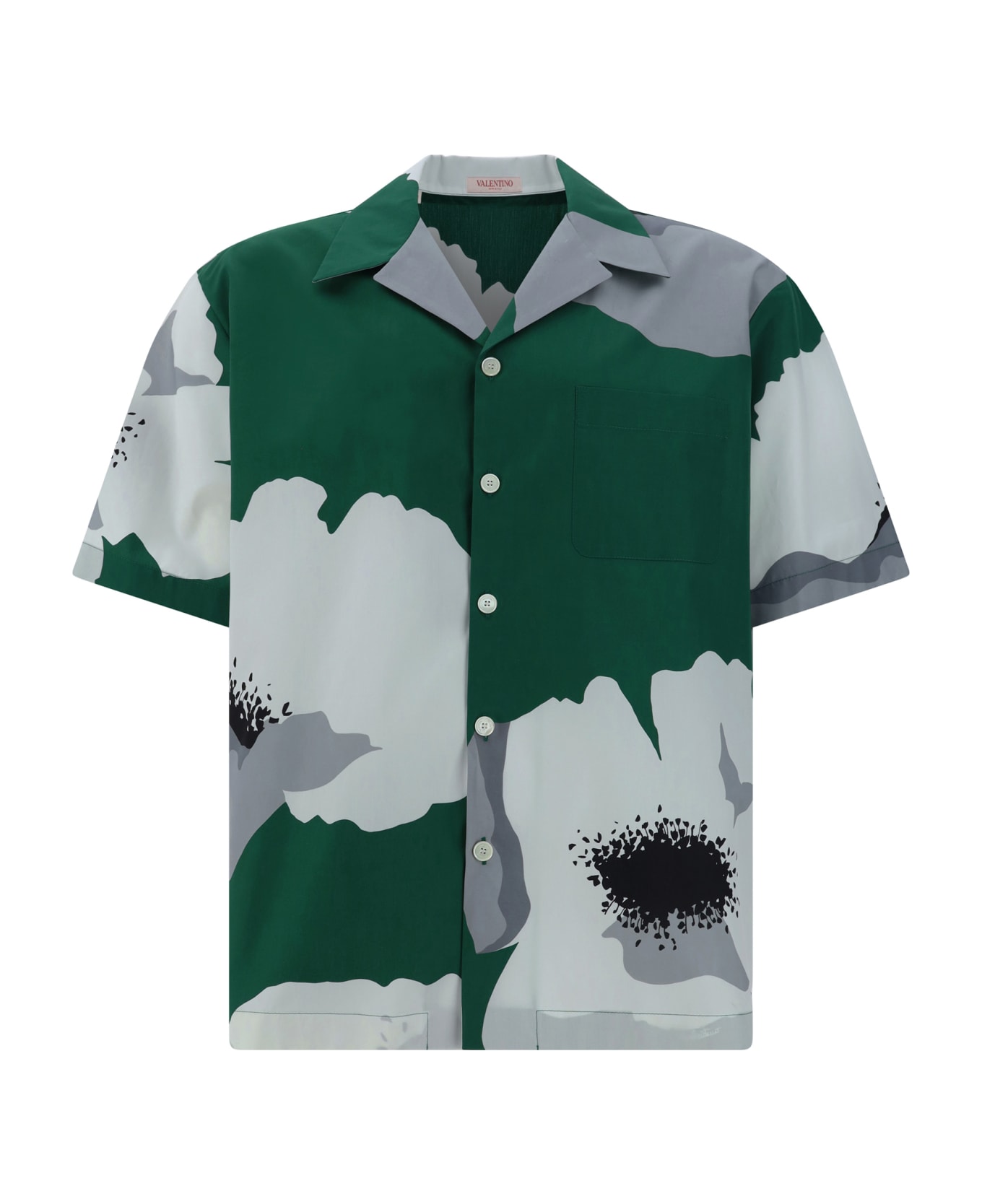 Valentino Garavani Poplin Bowling Shirt - Smeraldo/grigio シャツ