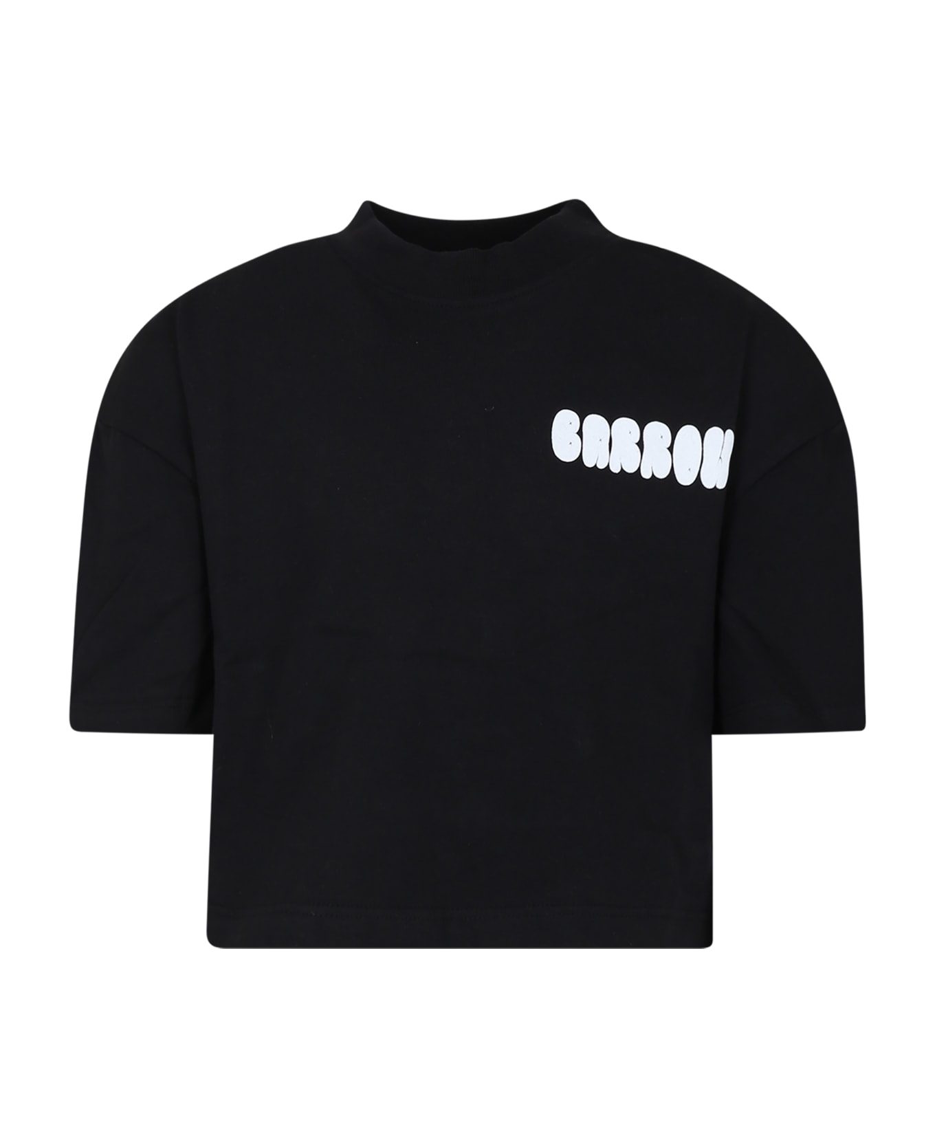 Barrow Black T-shirt For Girl With Logo And Smiley - Nero