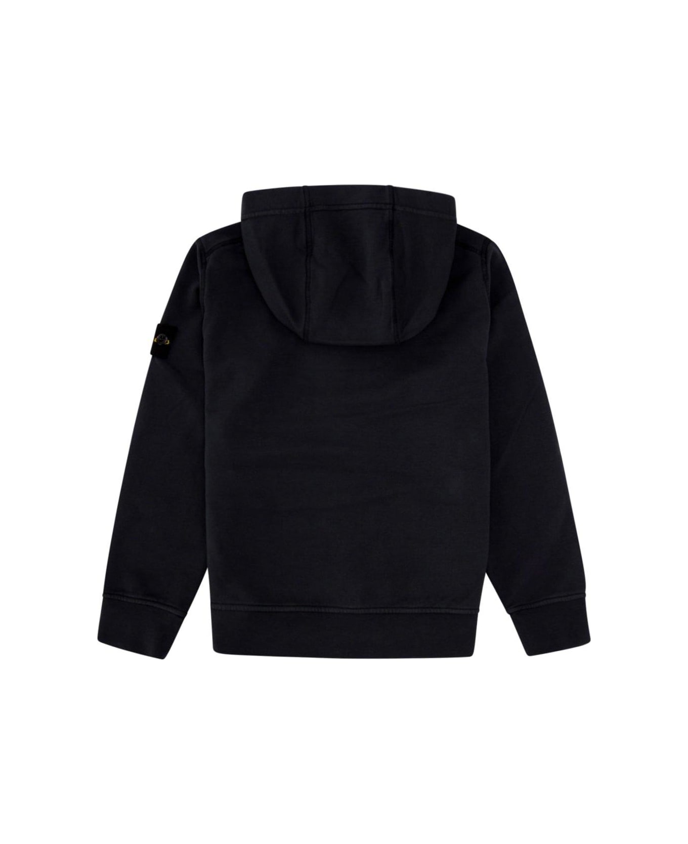 Stone Island Junior Compass-patch Long-sleeved Hoodie - Black