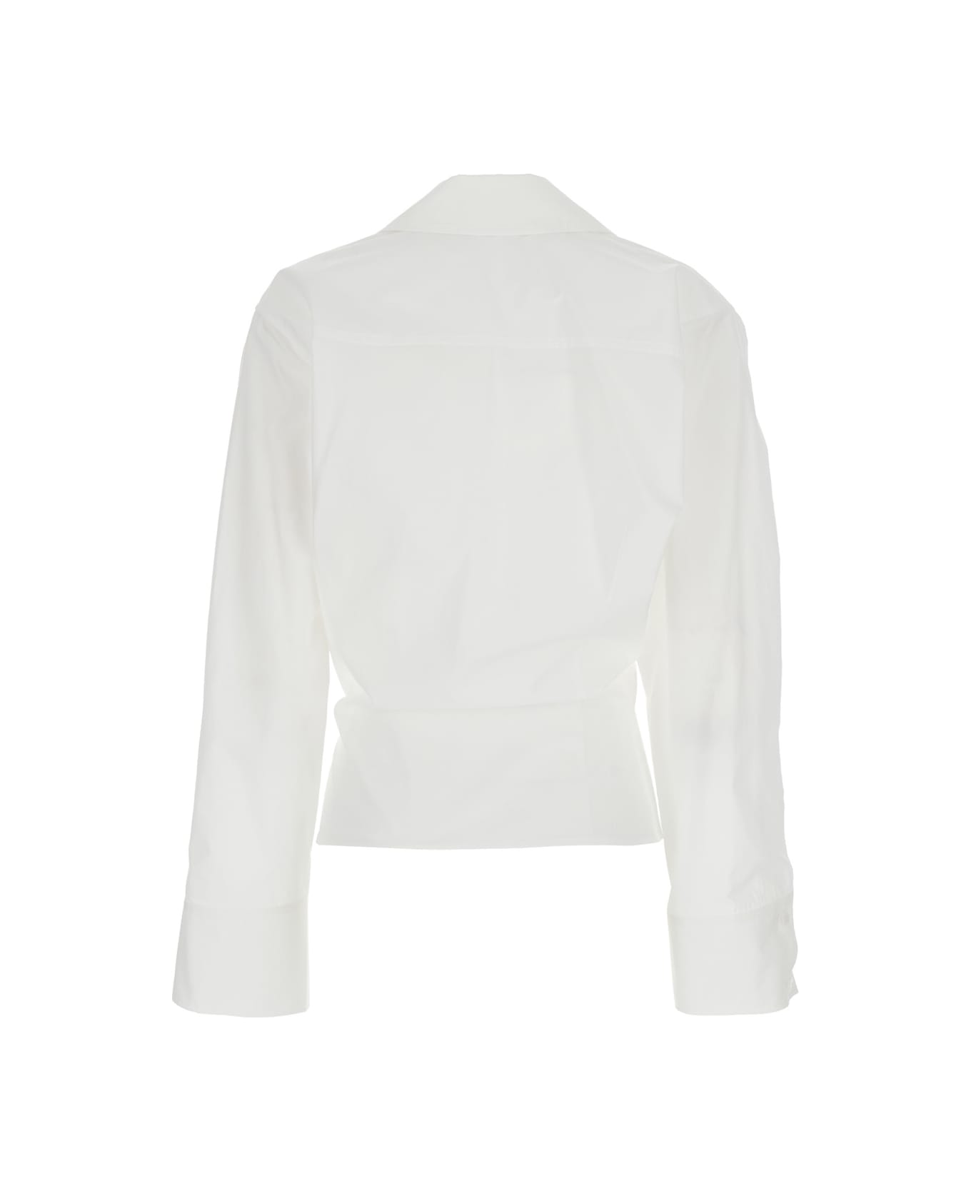 The Attico White Shirt With Asymmetric Design And Buttoned Cuffs In Cotton Wo - White
