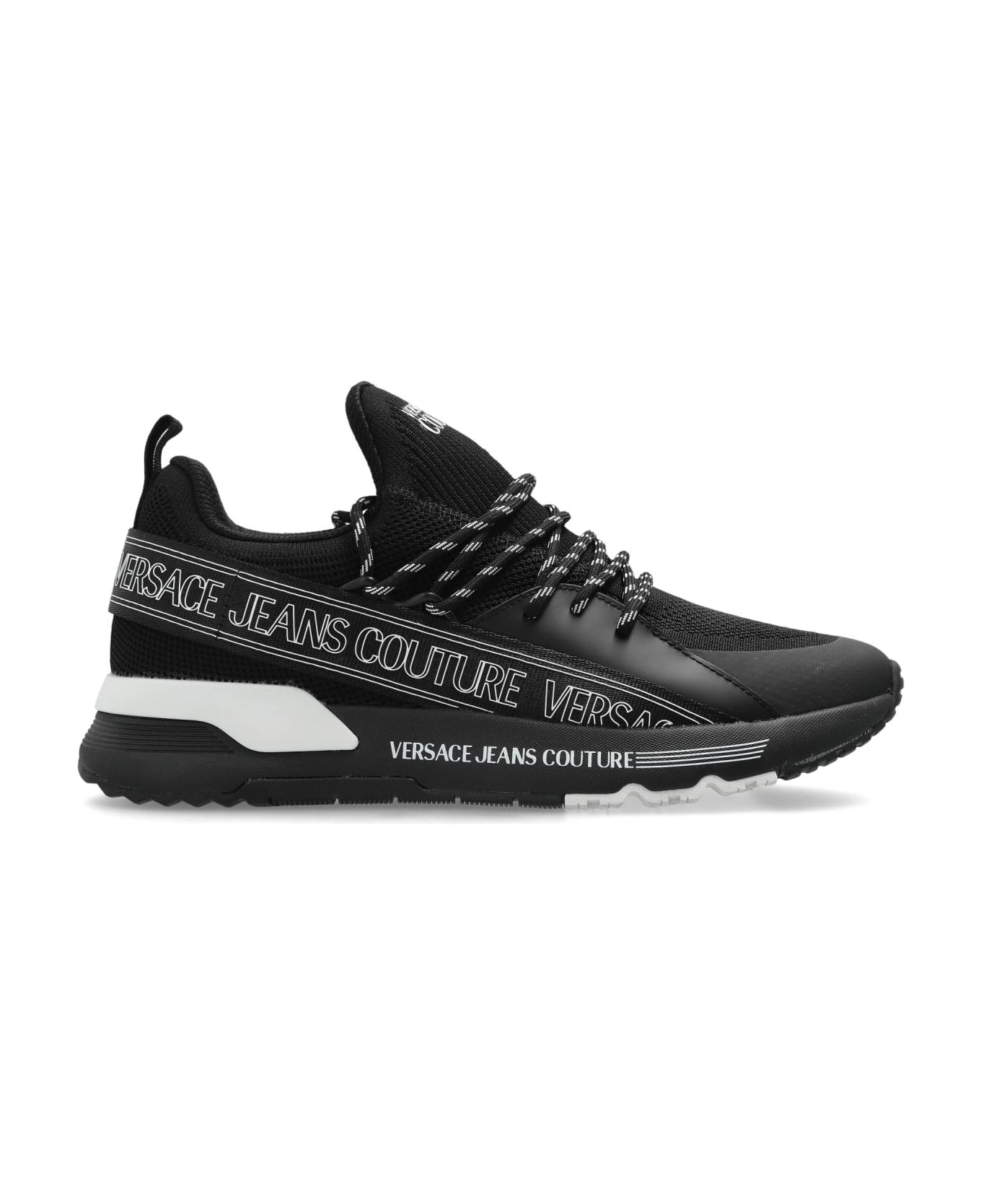 Versace Jeans Couture Sneakers With Printed Logo - BLACK