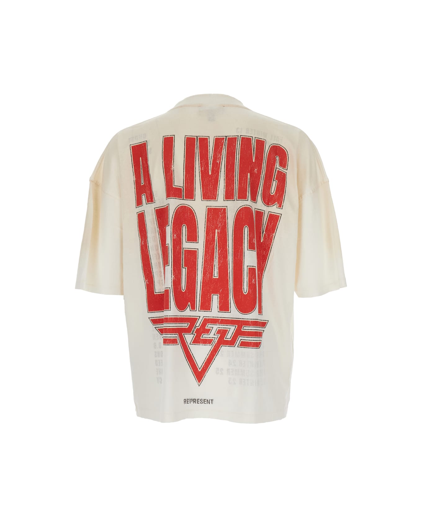 REPRESENT White Crewneck T-shirt With Maxi Logo Print On Front And Rear In Cotton Blend Man - White