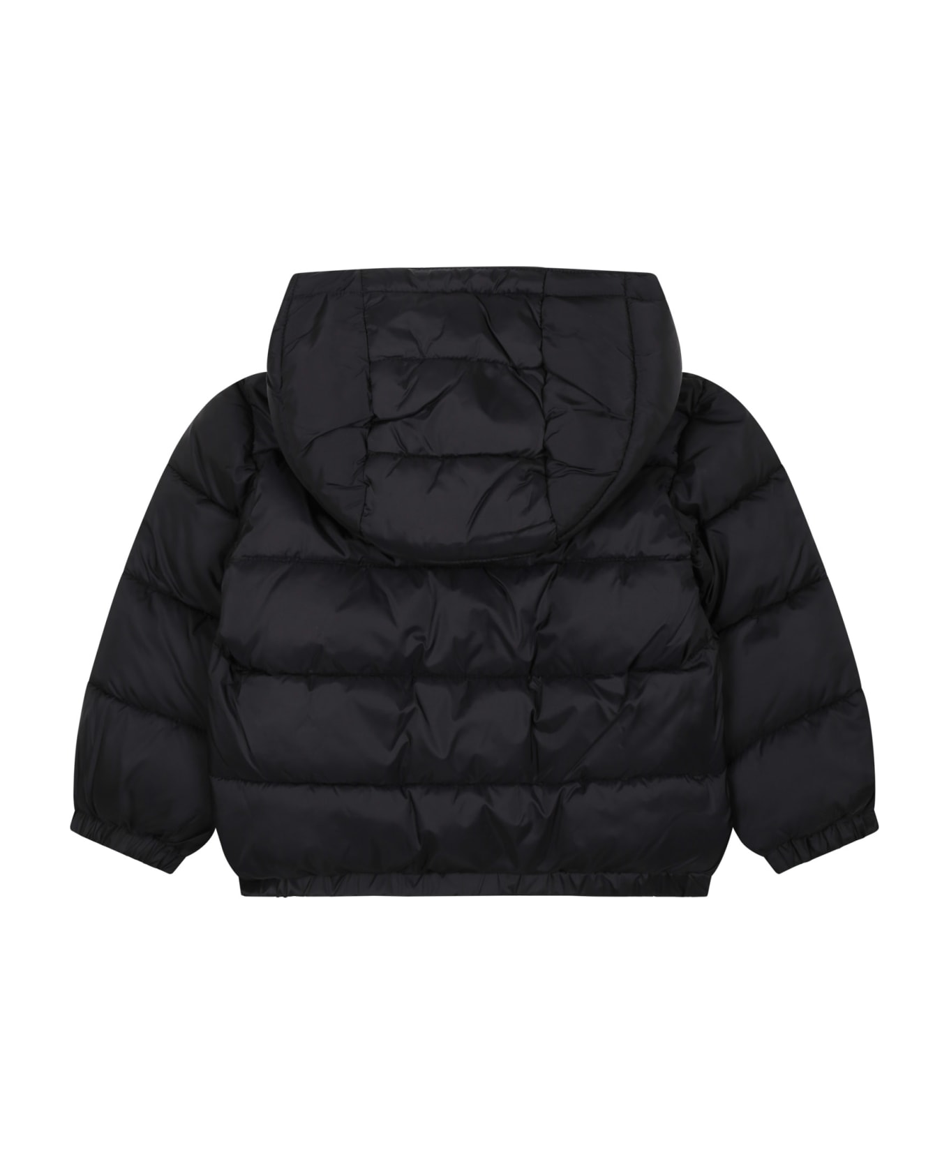 Moschino Black Down Jacket For Babies With Teddy Bear And Logo - Black