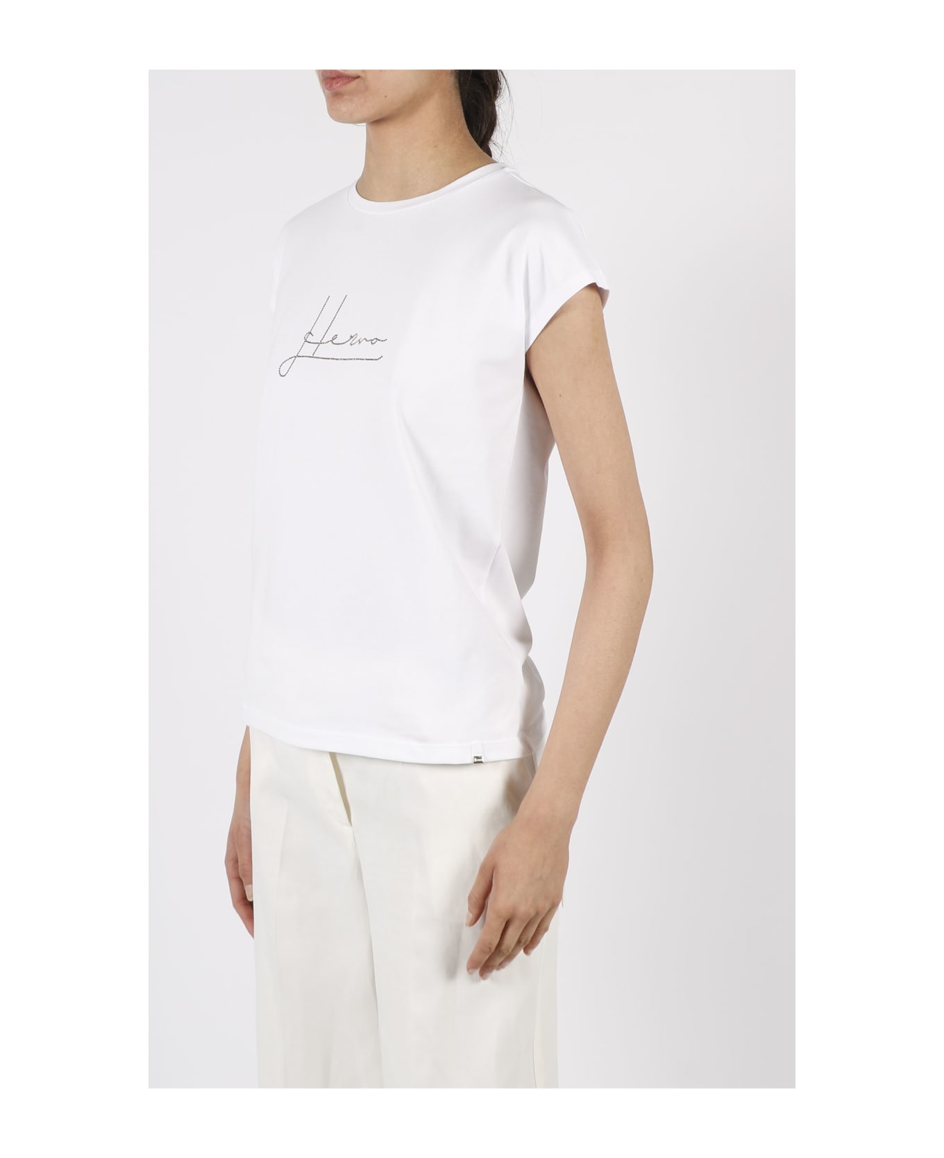 Herno Rhinestones Logo T-shirt - White