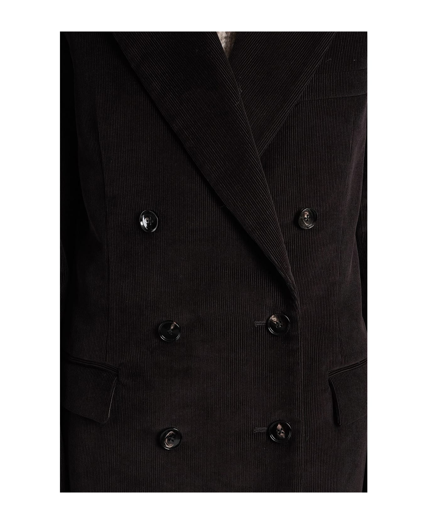 Co Blazer In Brown Cotton - brown