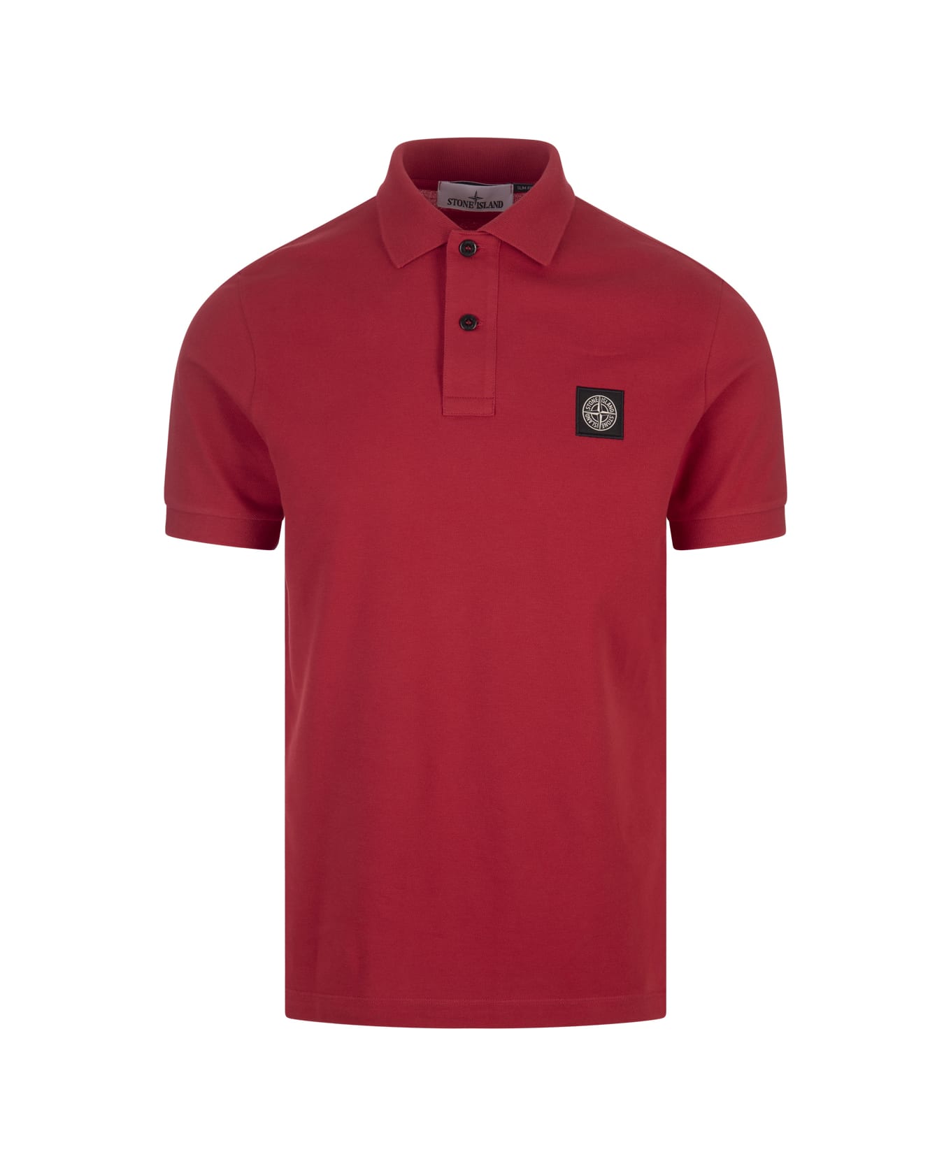 Stone Island Red Piqué Slim Fit Polo Shirt - Red