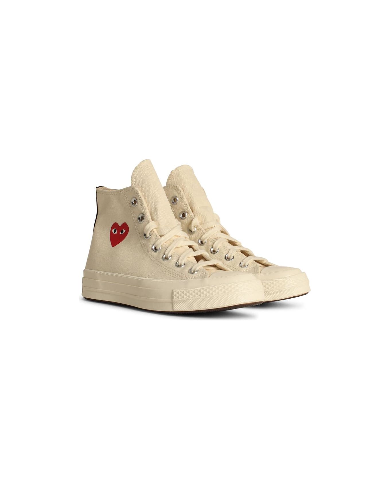 Comme des Garçons Play 'red Heart' White Tela Sneakers - White