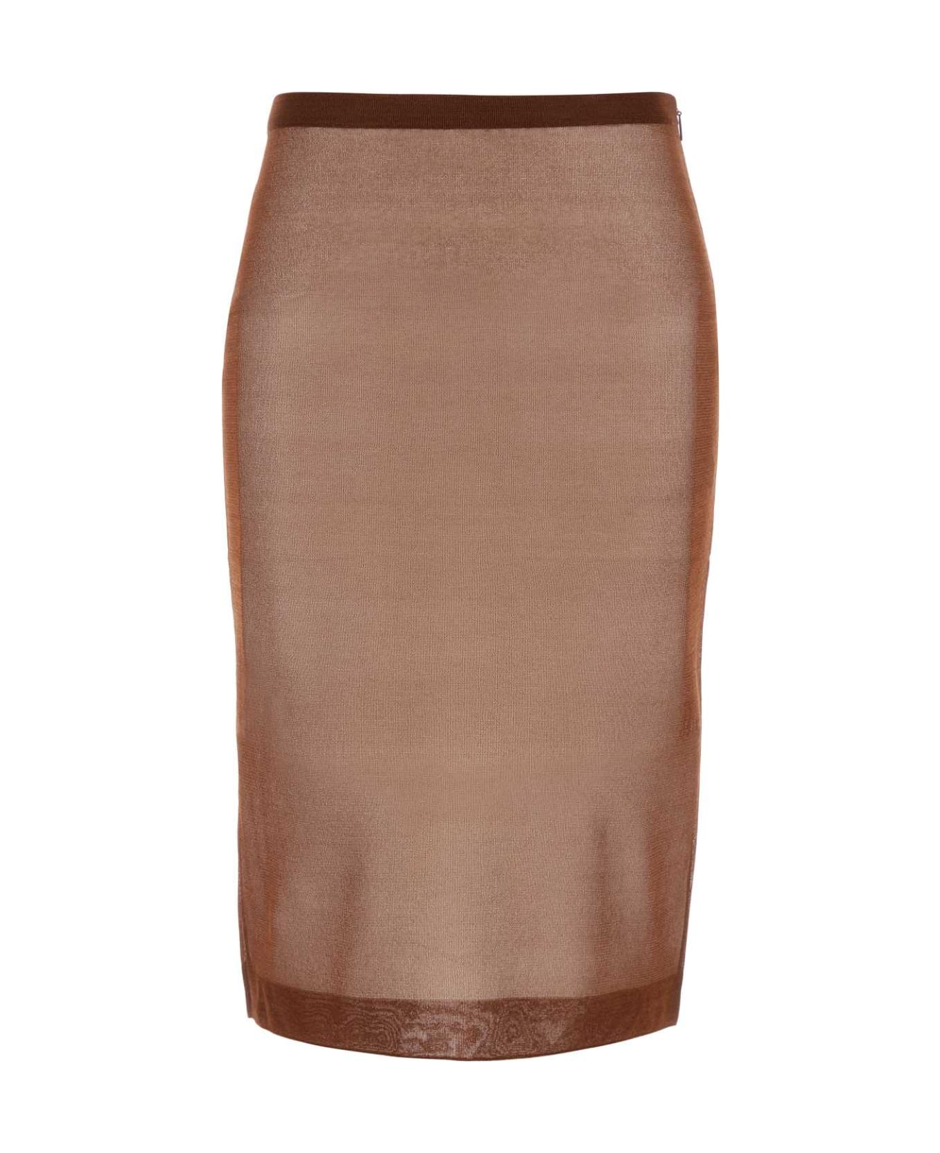 Saint Laurent Chocolate Silk Skirt - CHOCOLAT