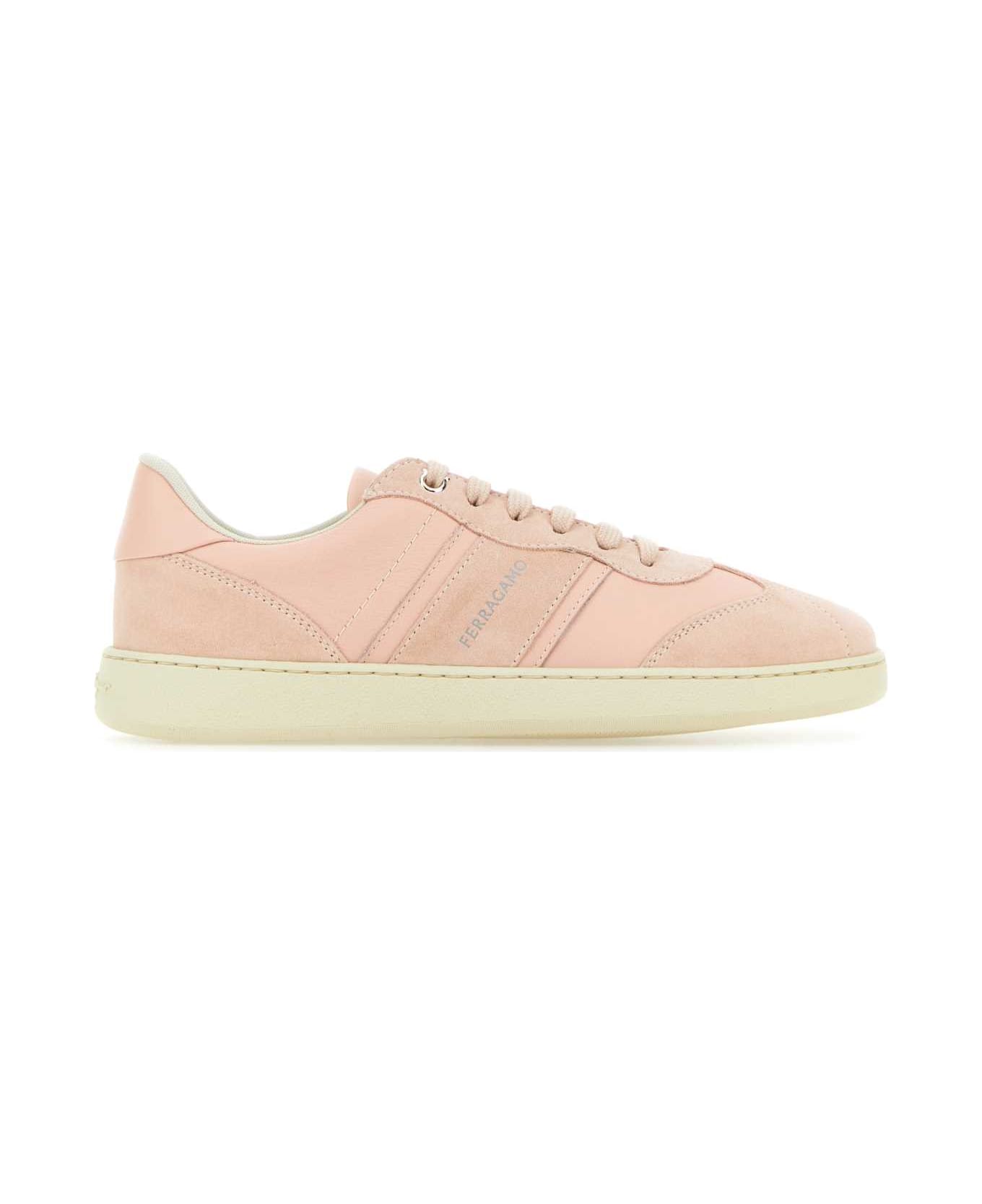 Ferragamo Pastel Pink Leather And Suede Achille Sneakers - NYLUNDPINK