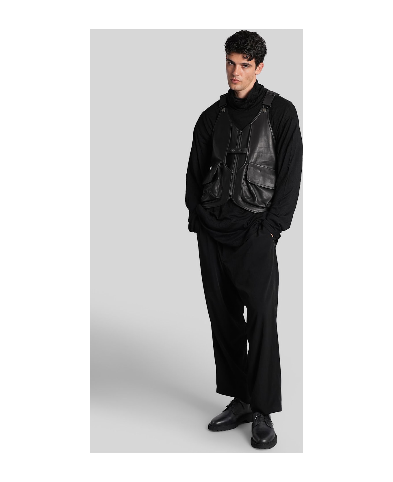 Yohji Yamamoto Vest In Black Leather - black