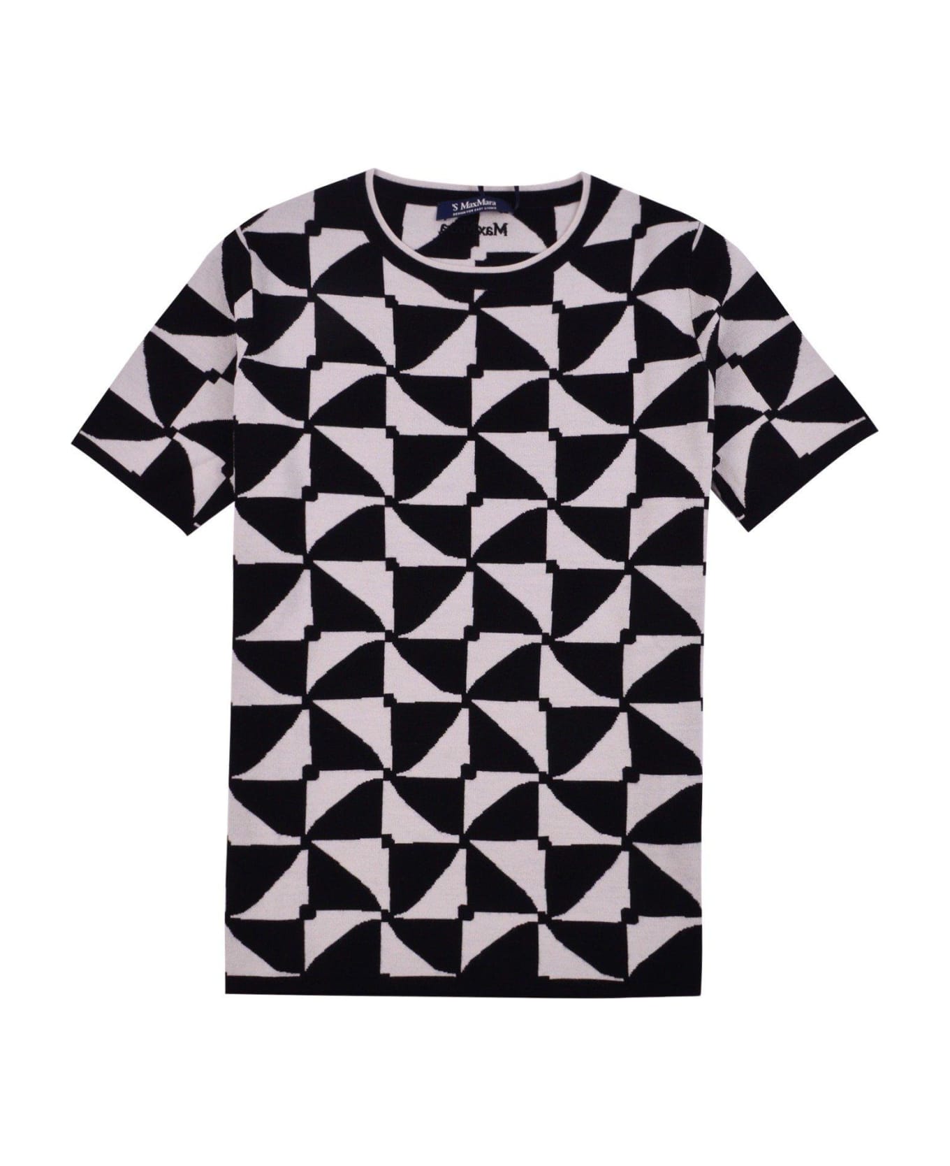 'S Max Mara All-over Jacquard Crewneck Knit T-shirt - POWDER Tシャツ