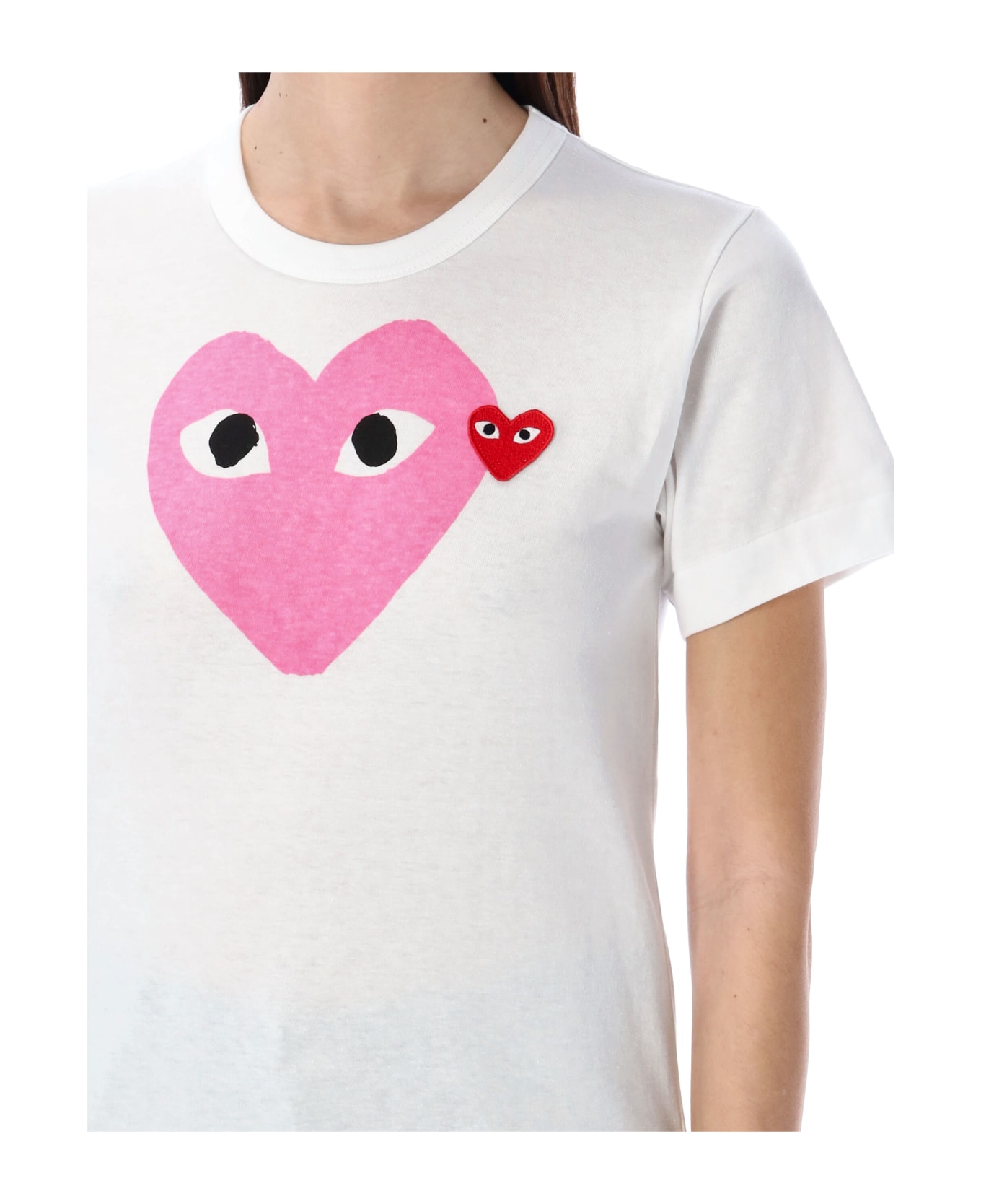 Comme des Garçons Play Big Pink Heart T-shirt - WHITE PINK