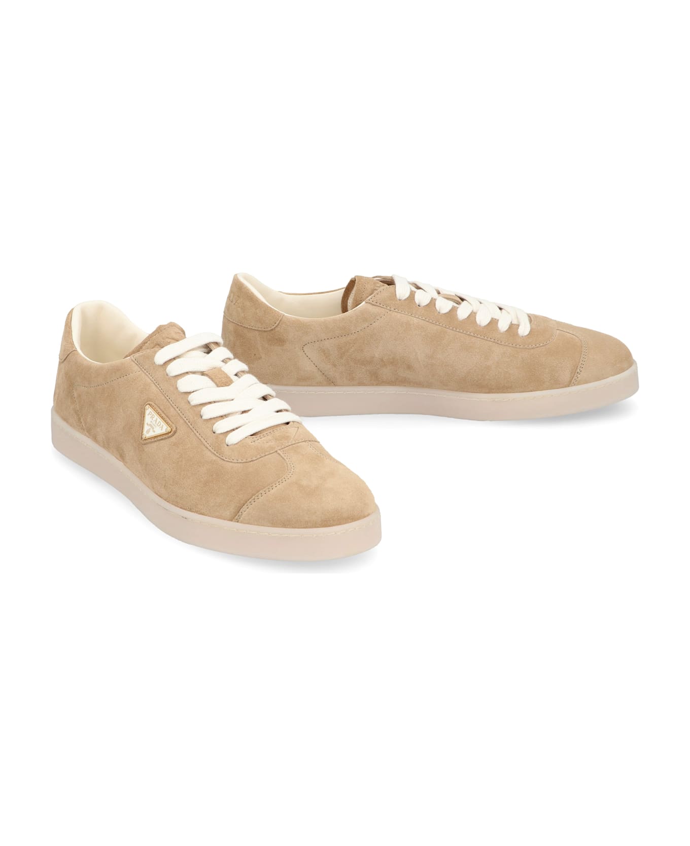 Prada Lane Suede Sneakers - Beige