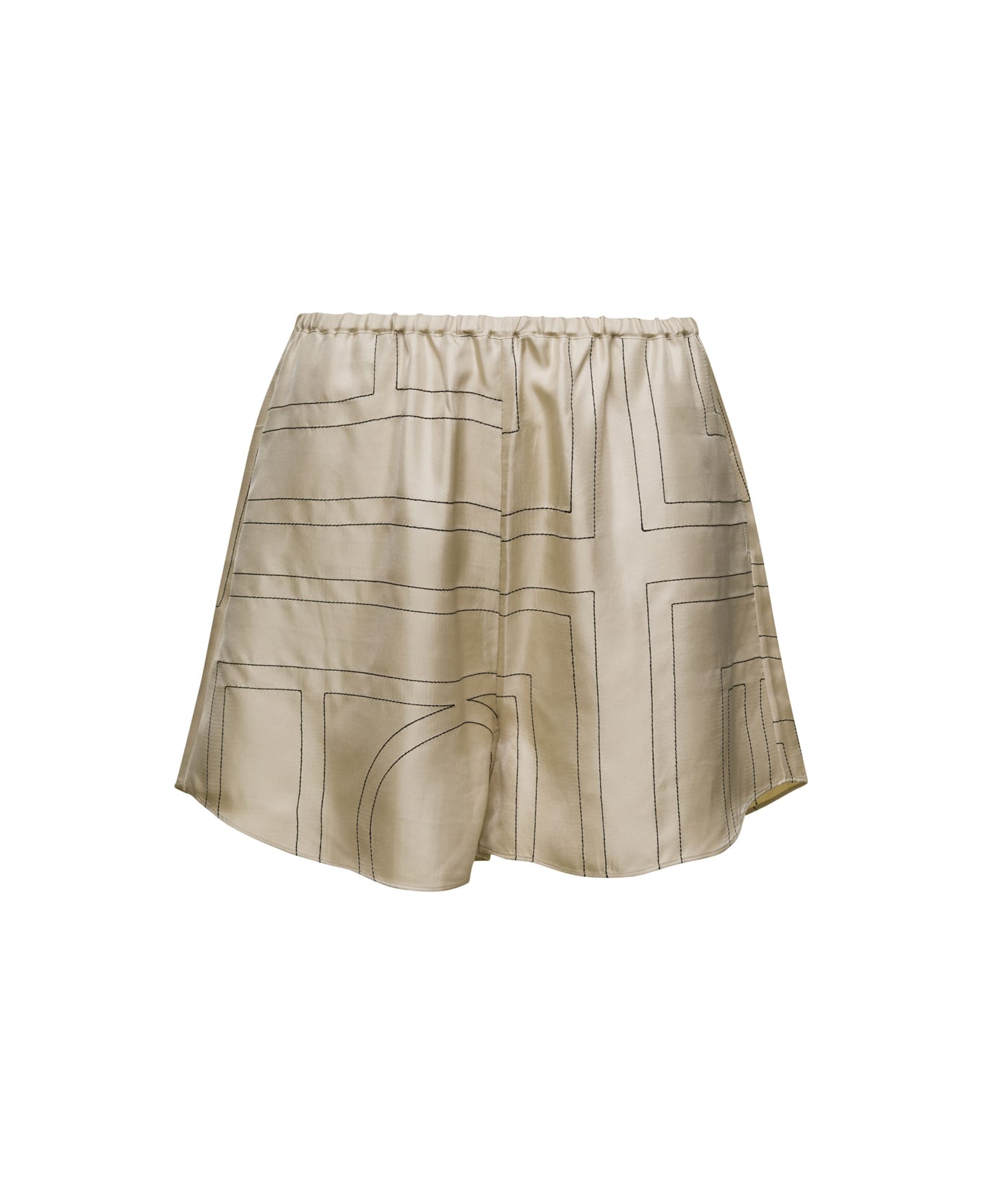Totême Beige Shorts With Geometric Logo Print In Silk Woman - Beige