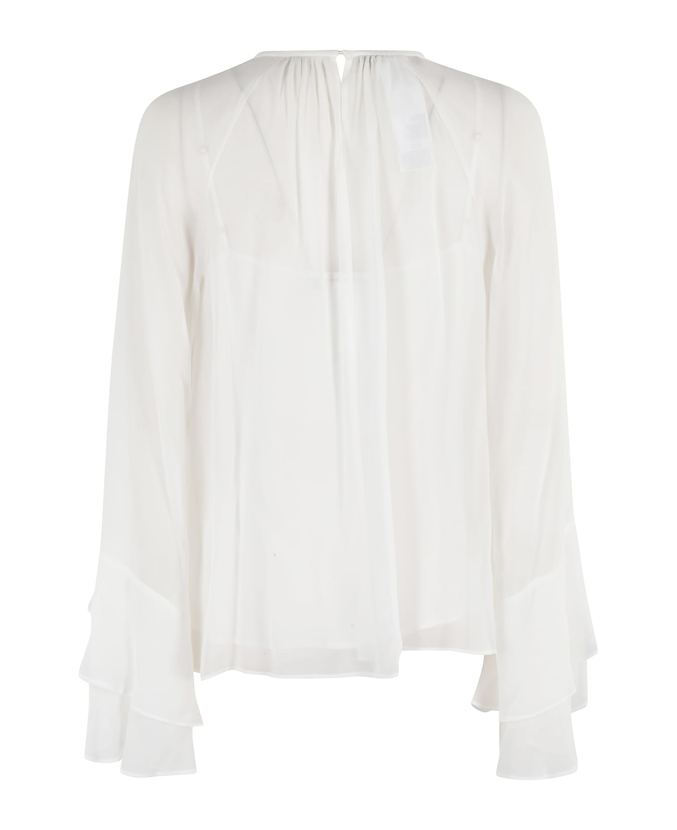 Max Mara Studio Ruffle Detailed Crewneck Top - Bianco