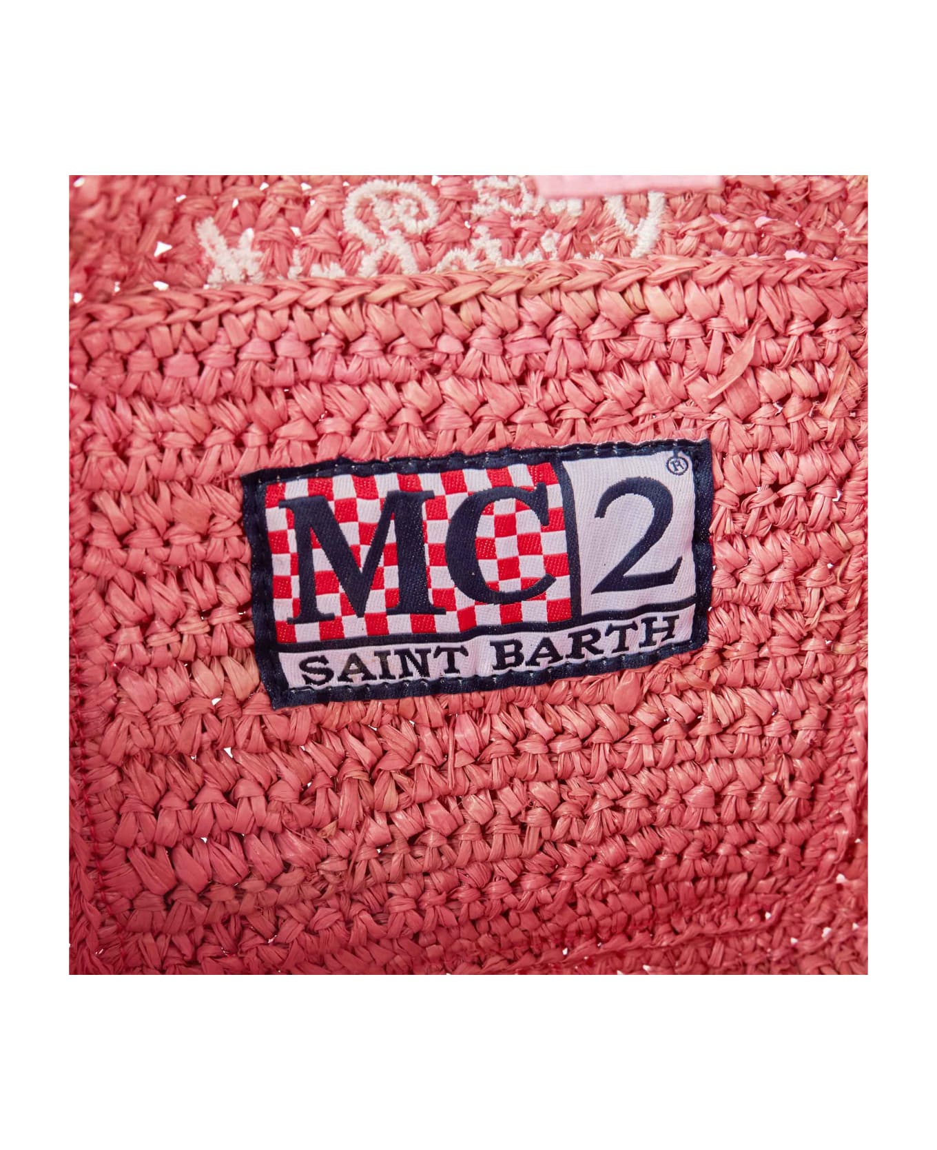 MC2 Saint Barth Colette Pink Raffia Handbag With Saint Barth Embroidery - PINK