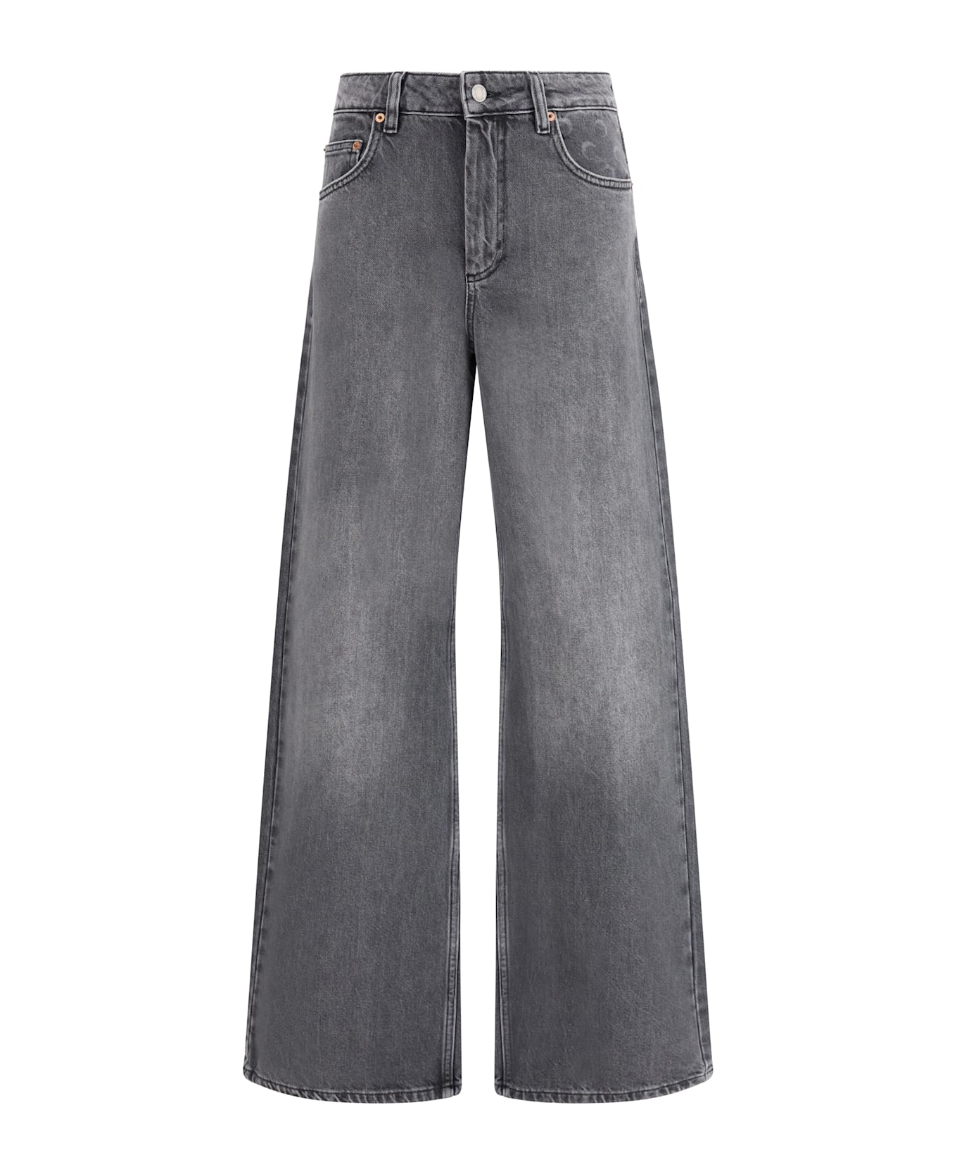 Marine Serre Moon Laser Grey Wash Denim High-waist Flare Jeans